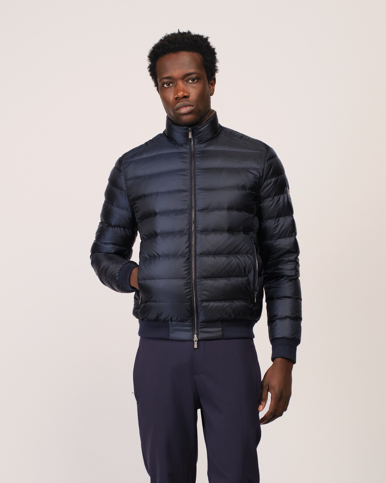 Two Tone Down Jacket Navy Brown
