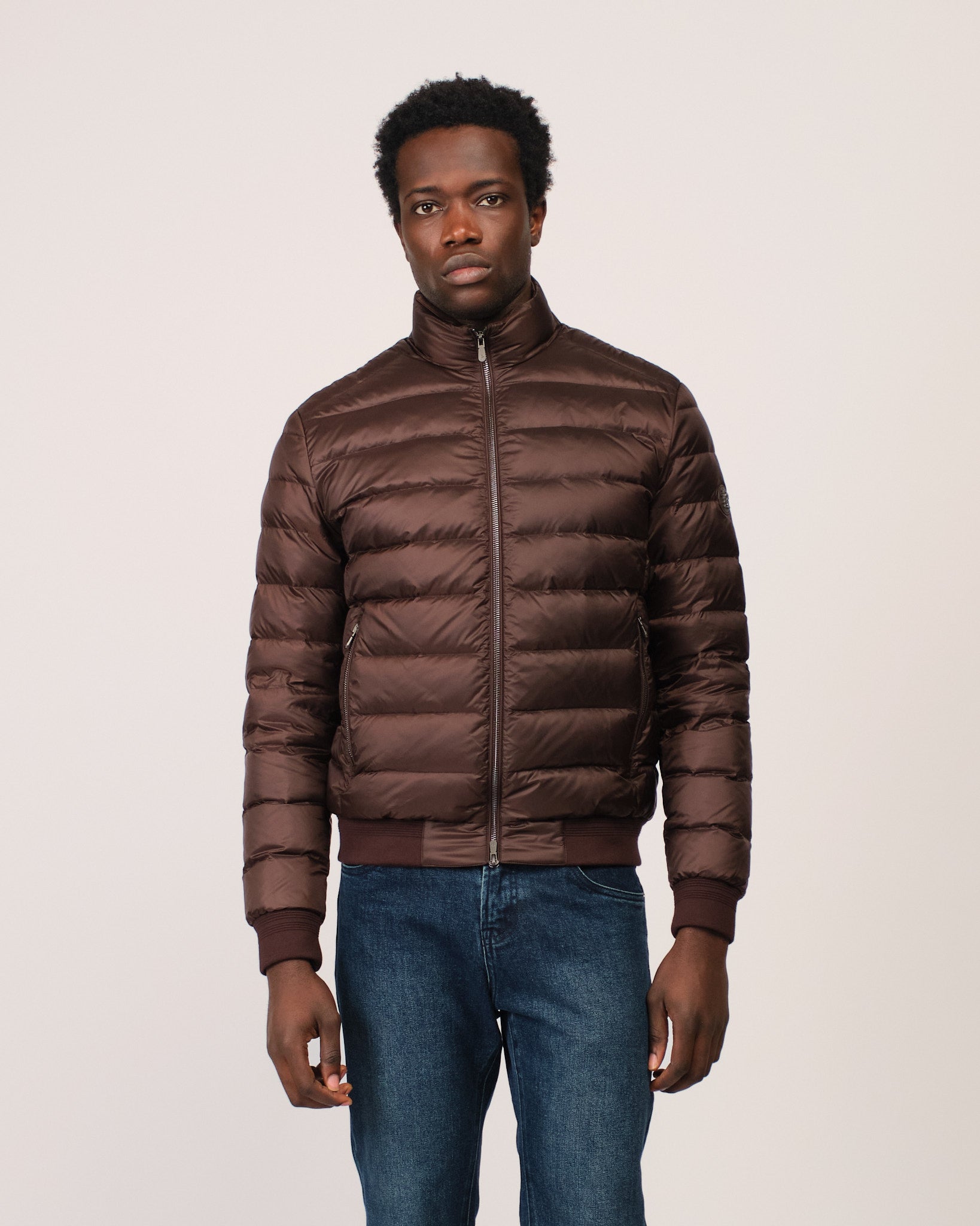Two Tone Down Jacket Double Brown