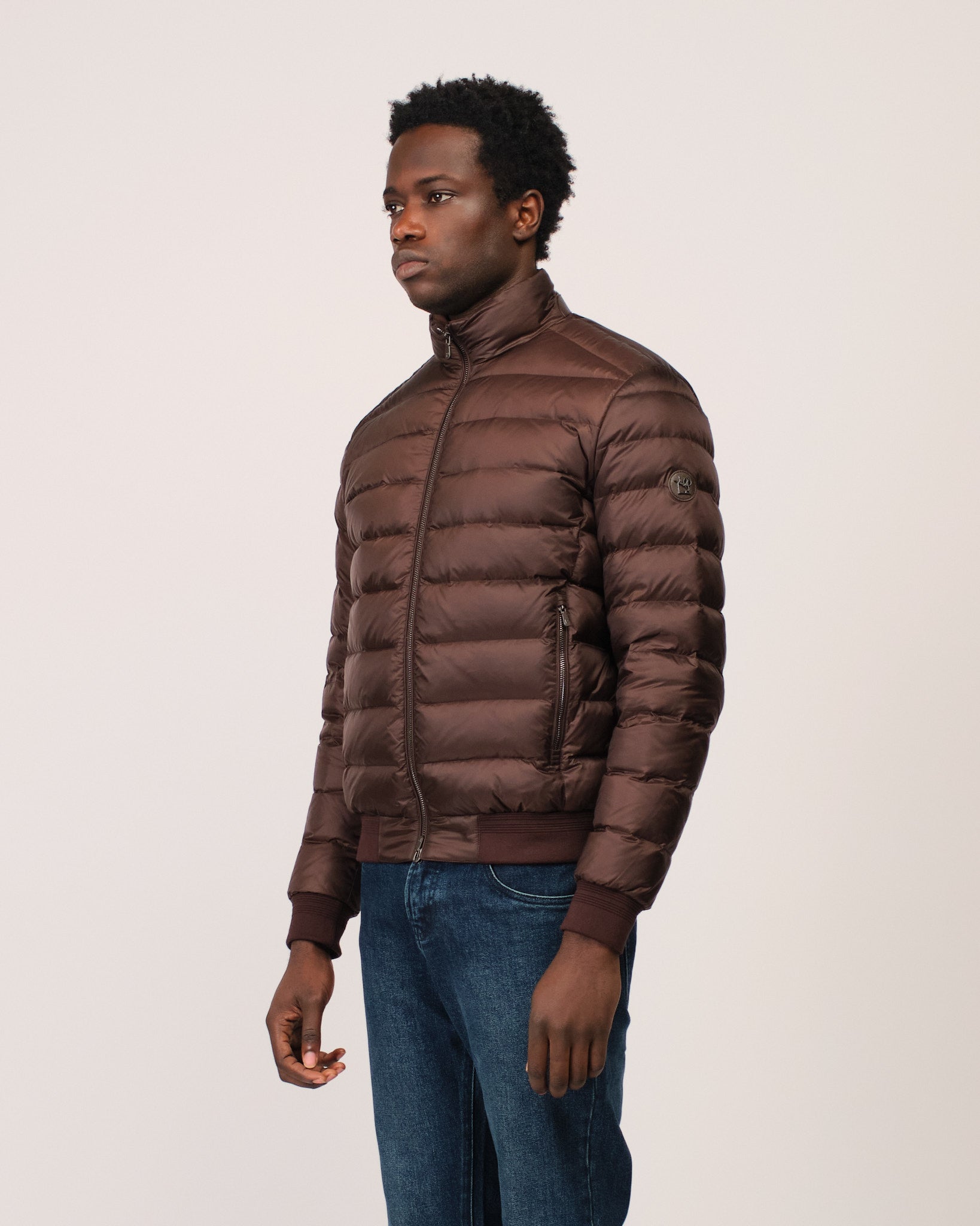 Two Tone Down Jacket Double Brown