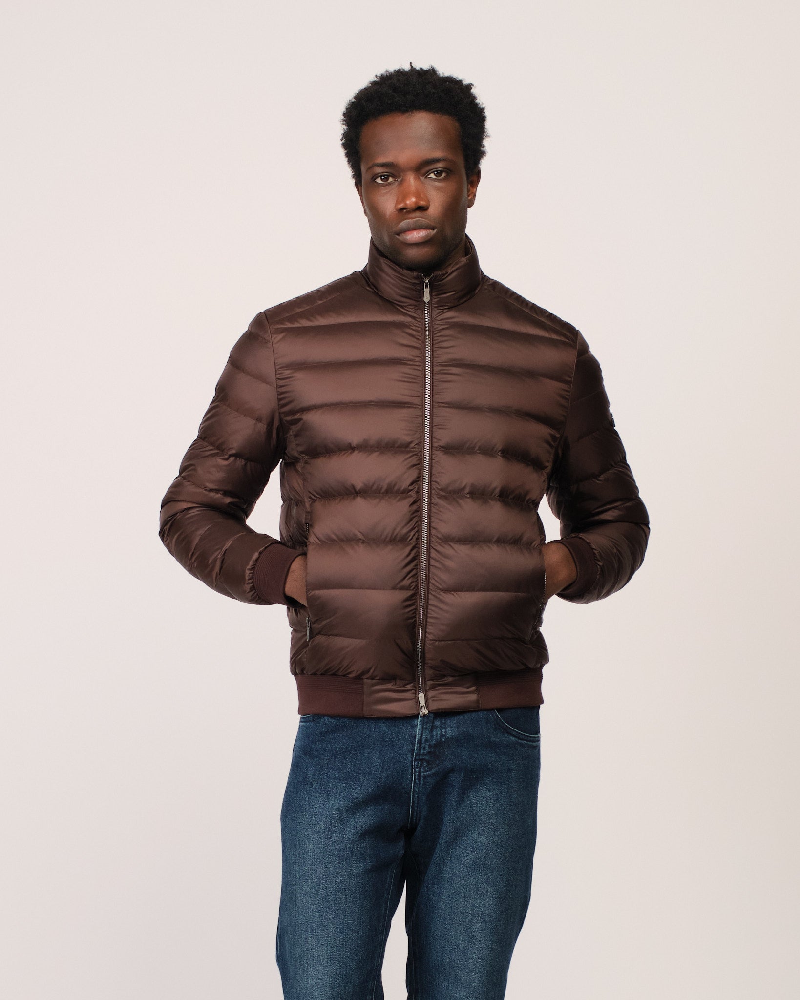 Two Tone Down Jacket Double Brown