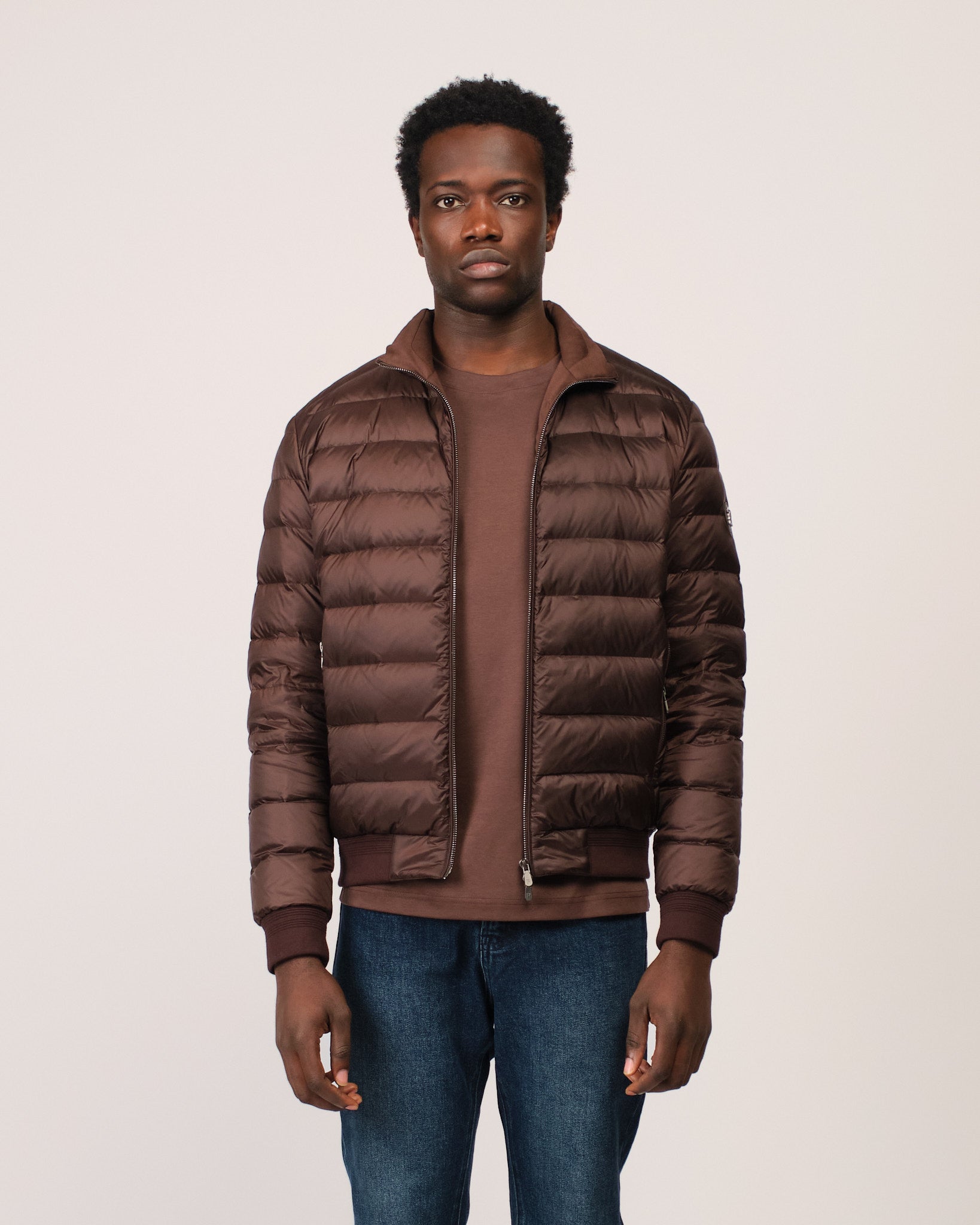 Two Tone Down Jacket Double Brown