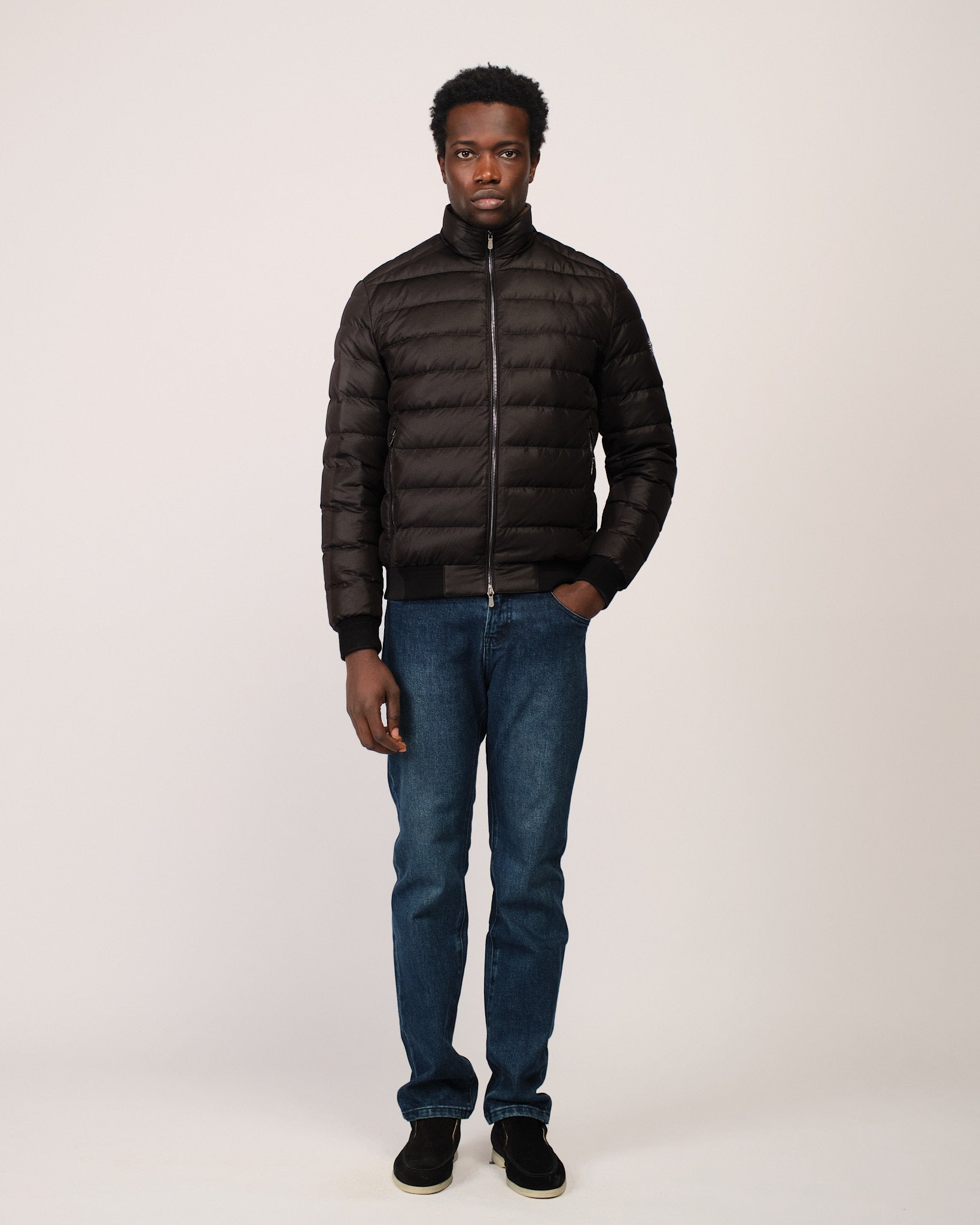Two Tone Down Jacket Black Brown