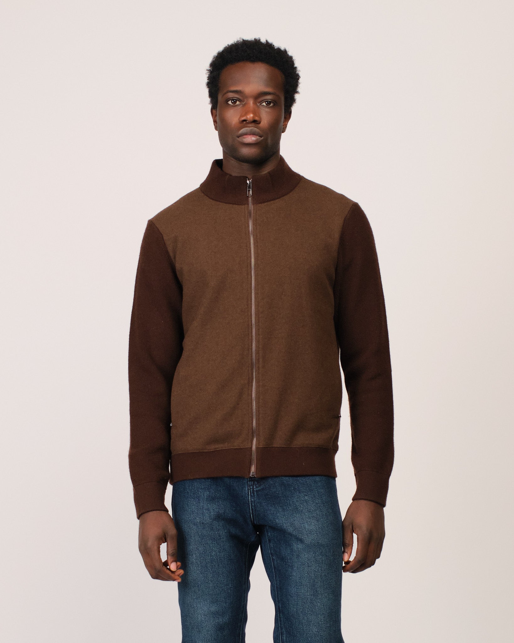 Two Tone Cardigan Brown