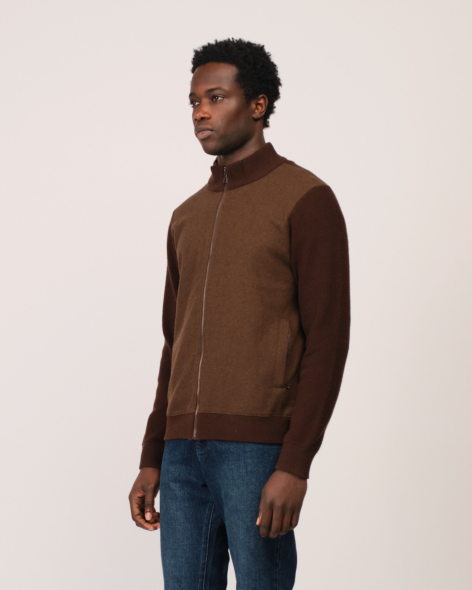 Two Tone Cardigan Brown