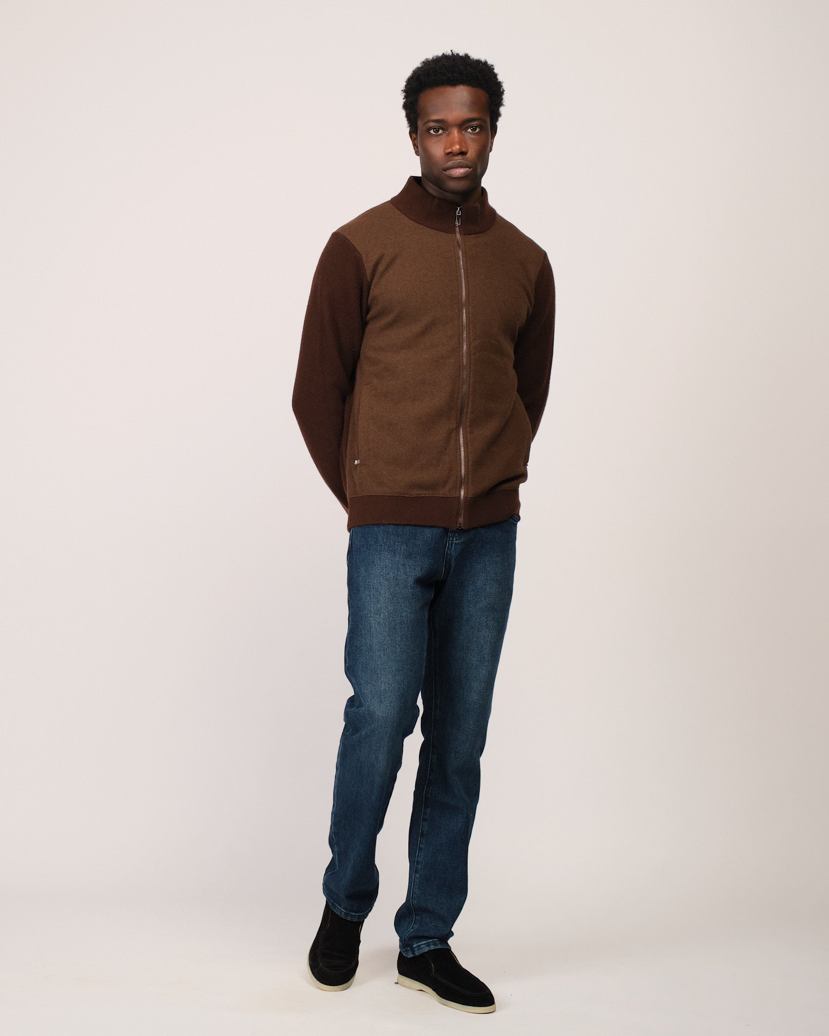 Two Tone Cardigan Brown