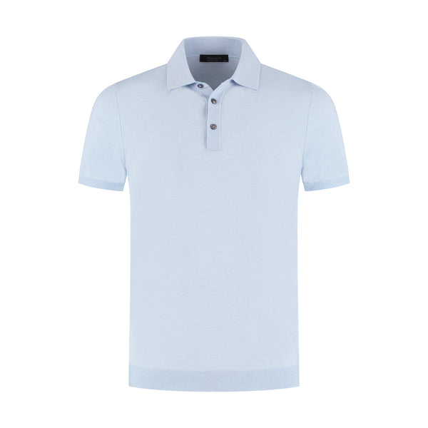 Light blue polo shirt on a white background