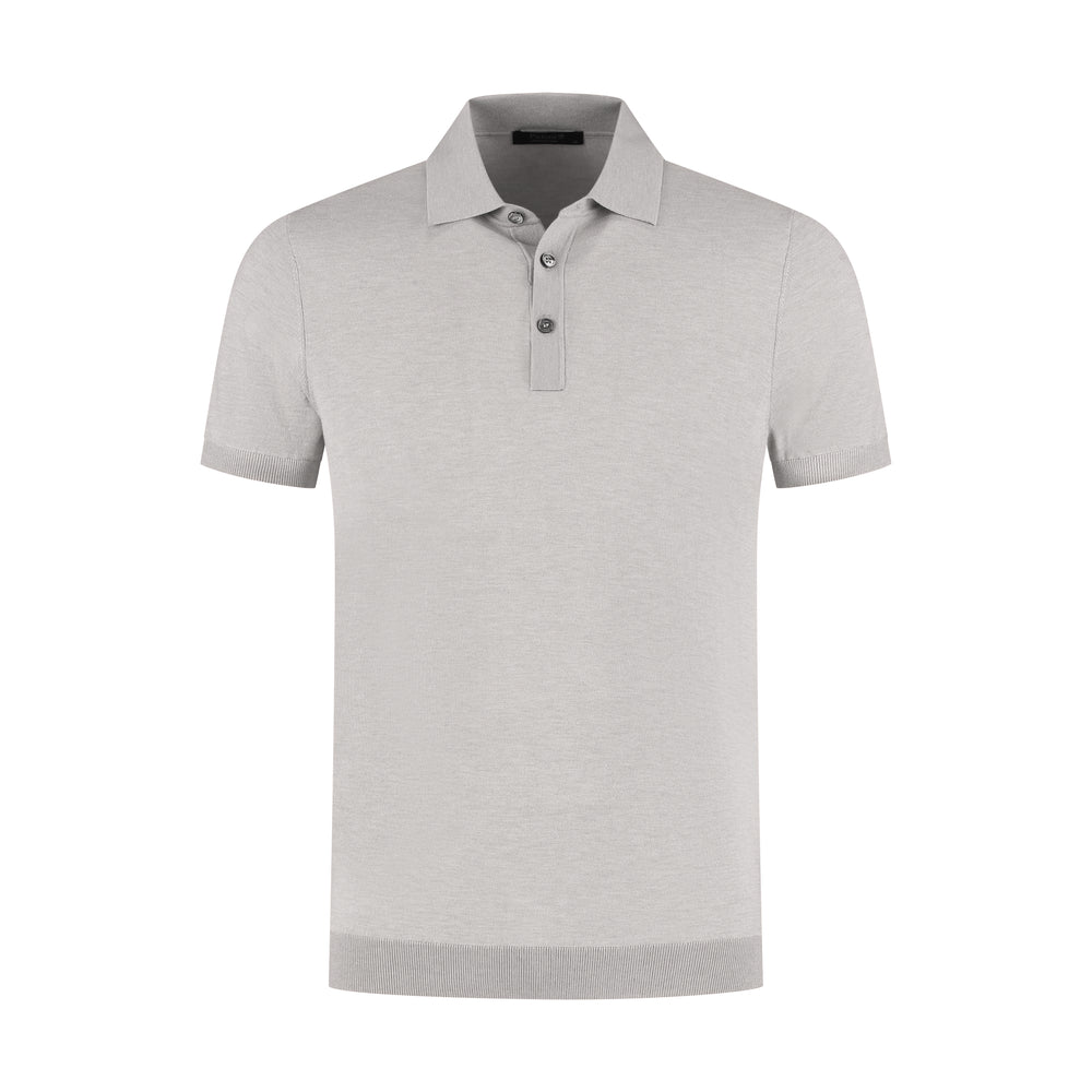 Gray short-sleeve polo shirt on a white background