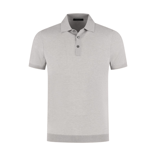 Gray short-sleeve polo shirt on a white background