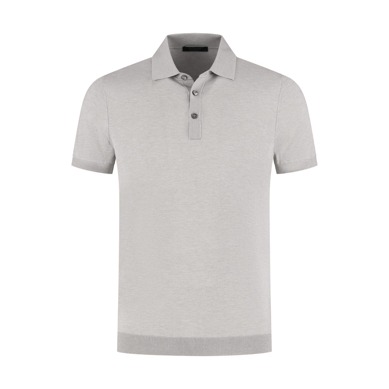 Gray short-sleeve polo shirt on a white background
