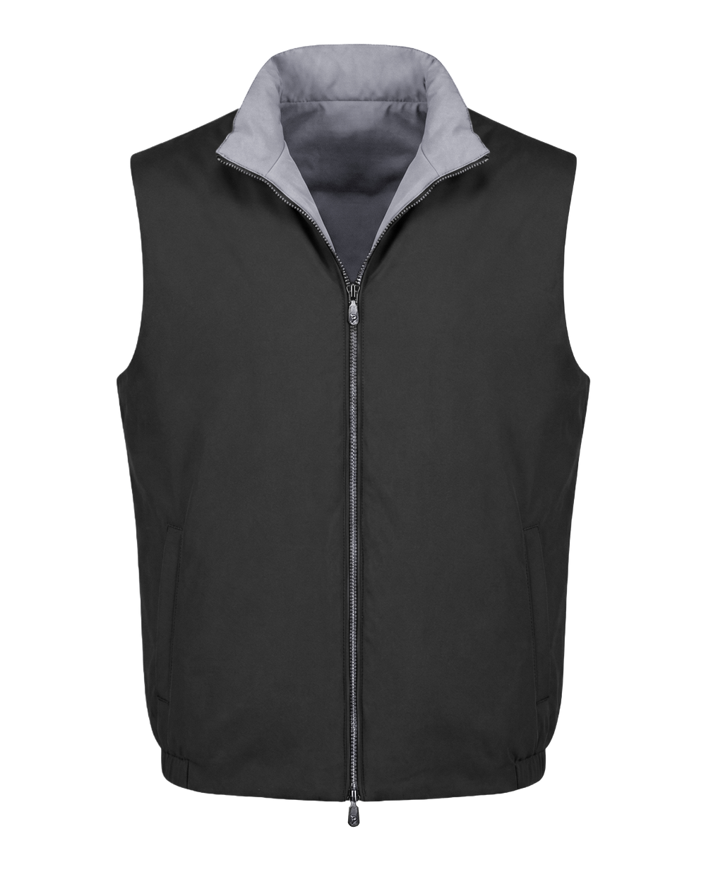 Black vest with gray interior on a white background