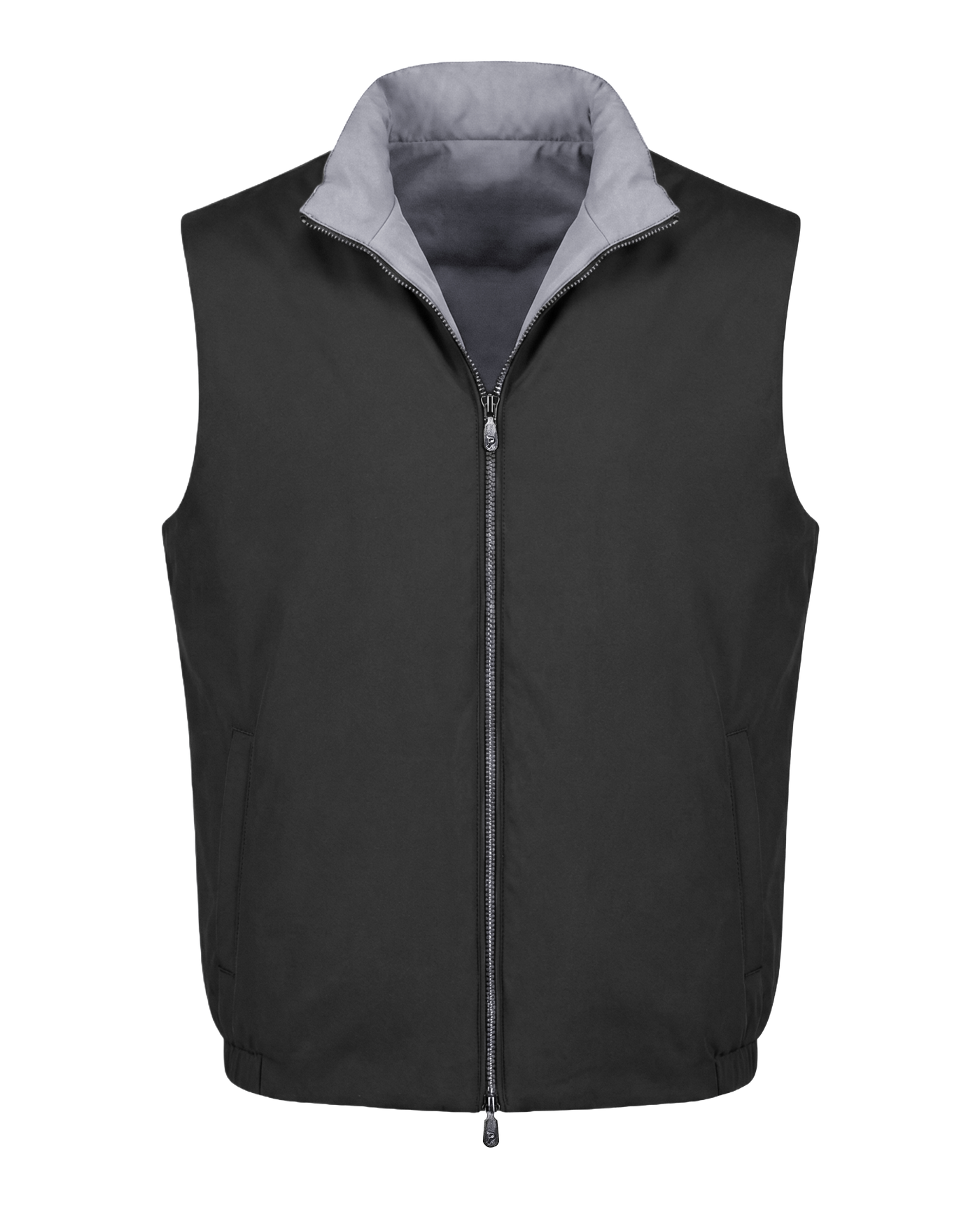 Black vest with gray interior on a white background