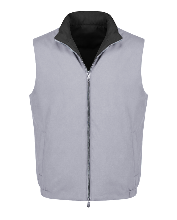 Gray vest with black interior on a white background