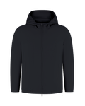 Navy blue hooded jacket on a white background