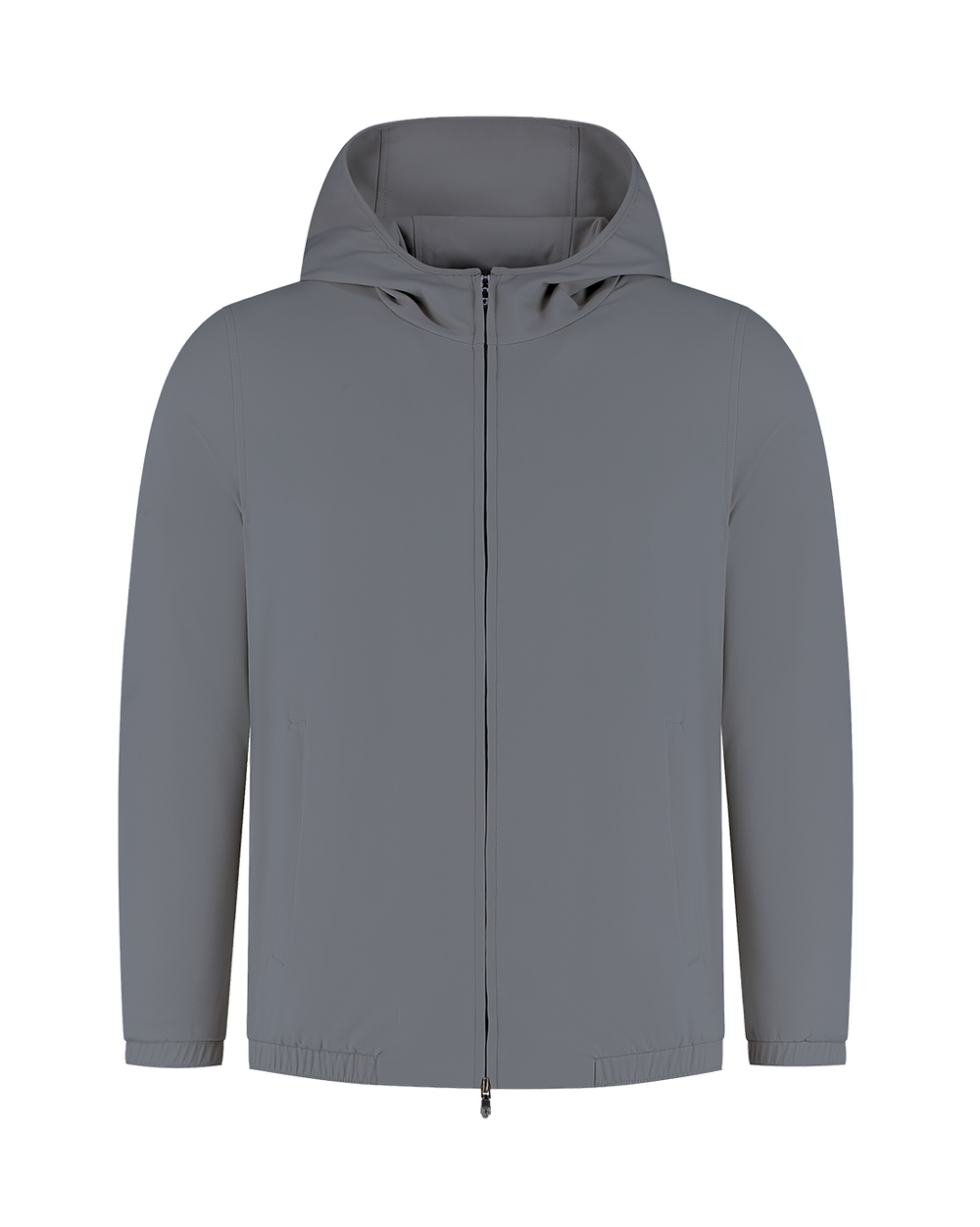 Gray hooded jacket on a white background