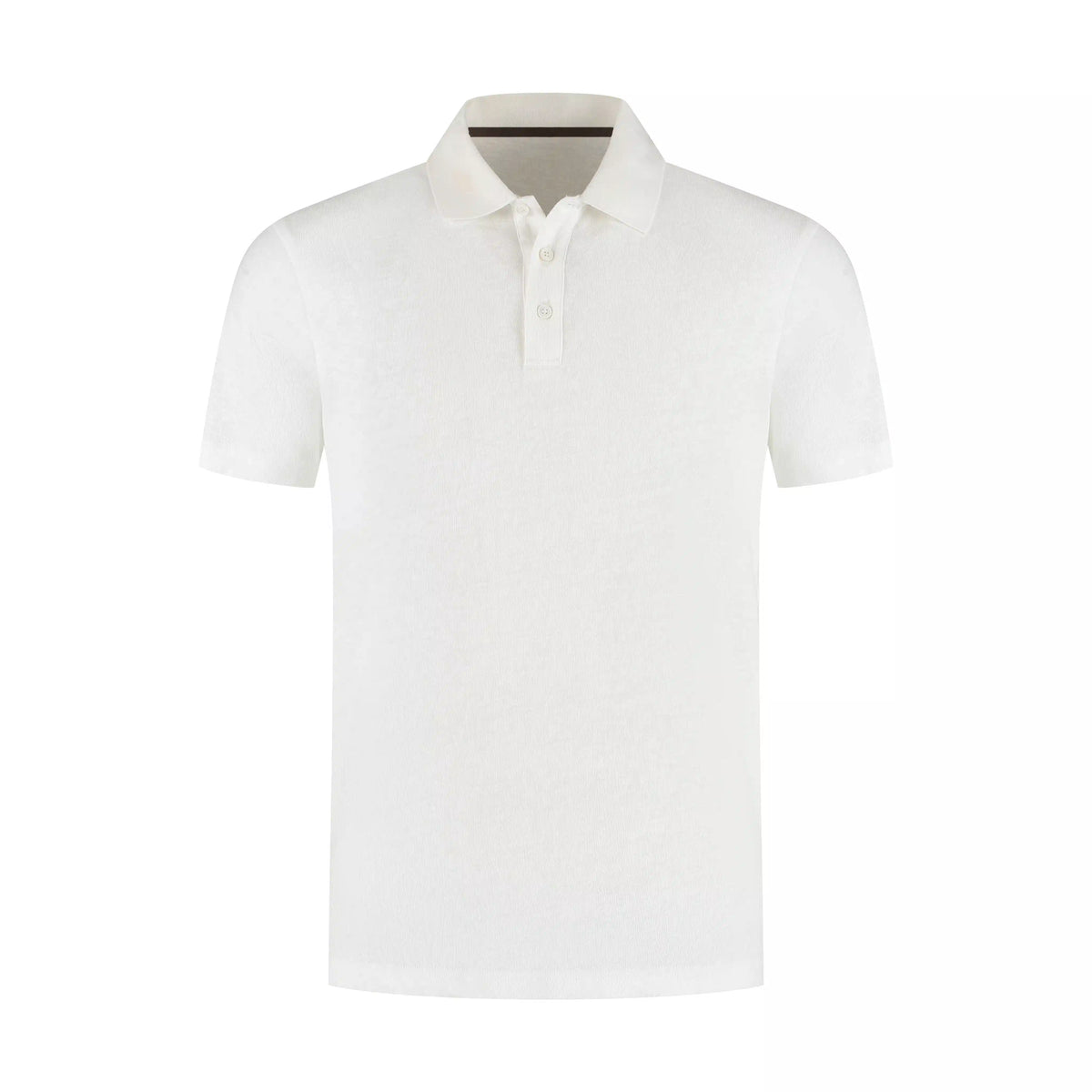 Ivory men's linen polo shirt with modern relaxed fit, breathable lightweight summer wear style
