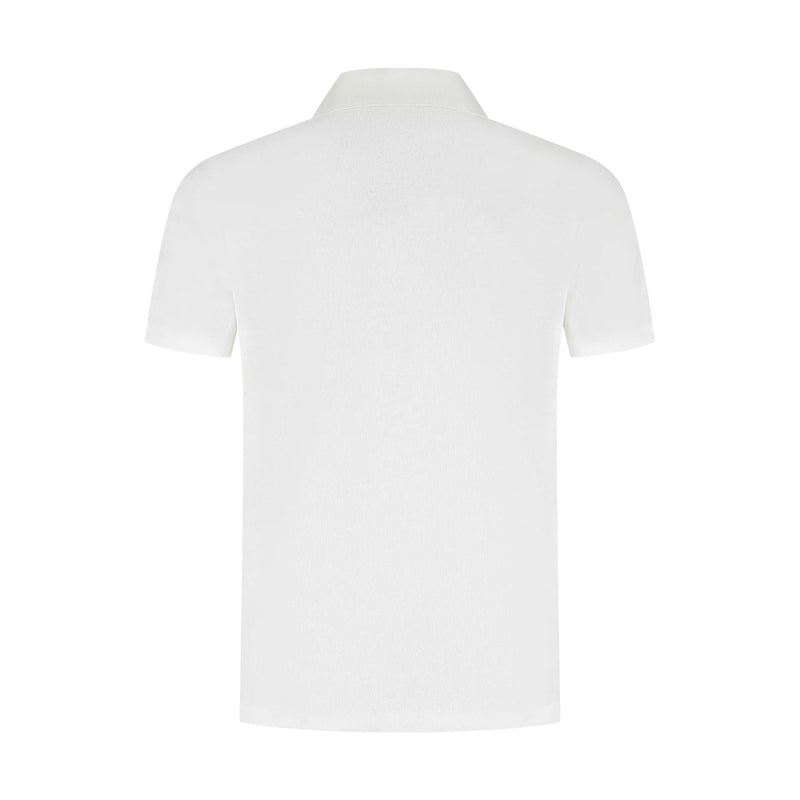 Ivory men's linen polo shirt with relaxed fit, lightweight breathable casual summer wear

