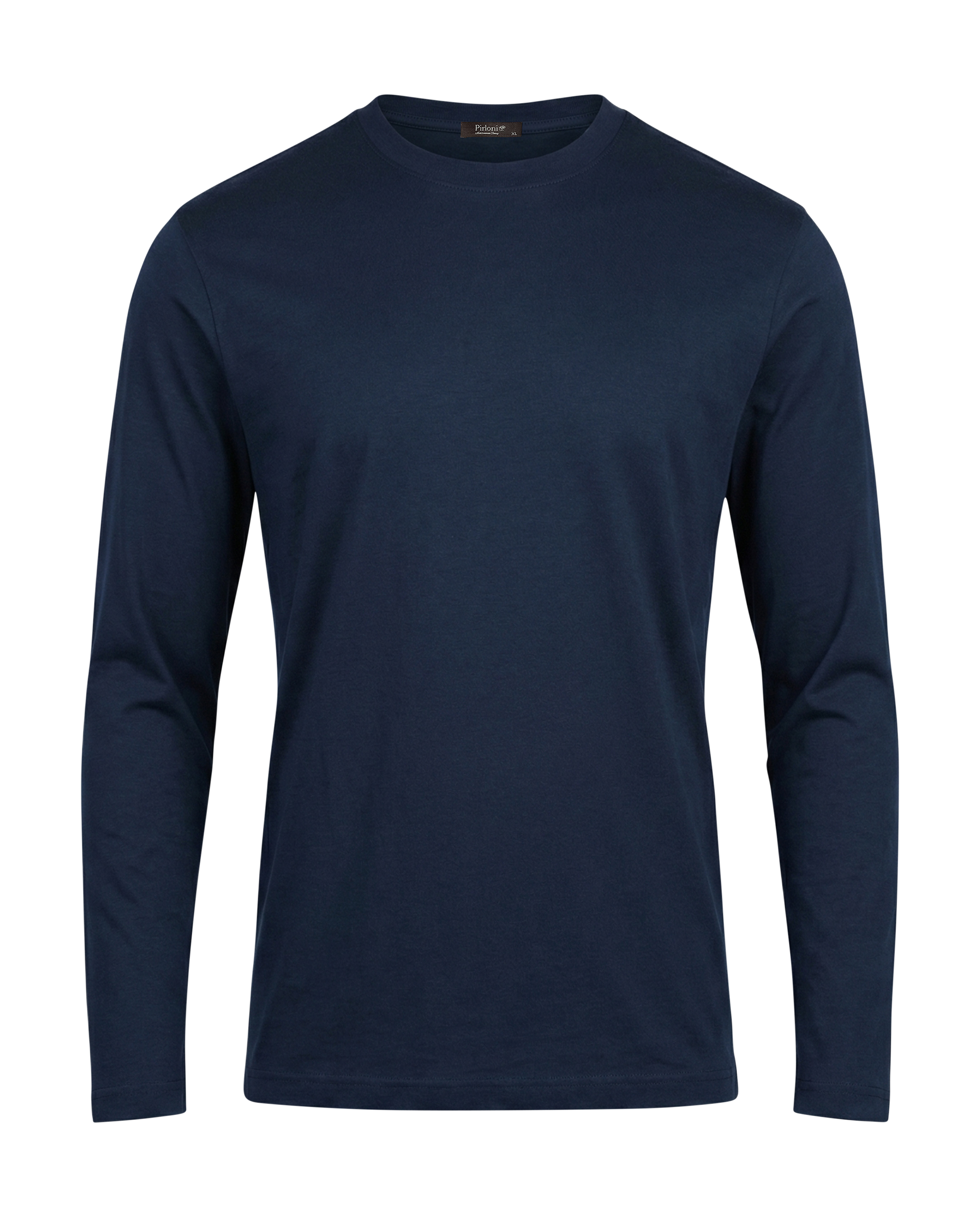 Navy blue long-sleeve shirt on a white background