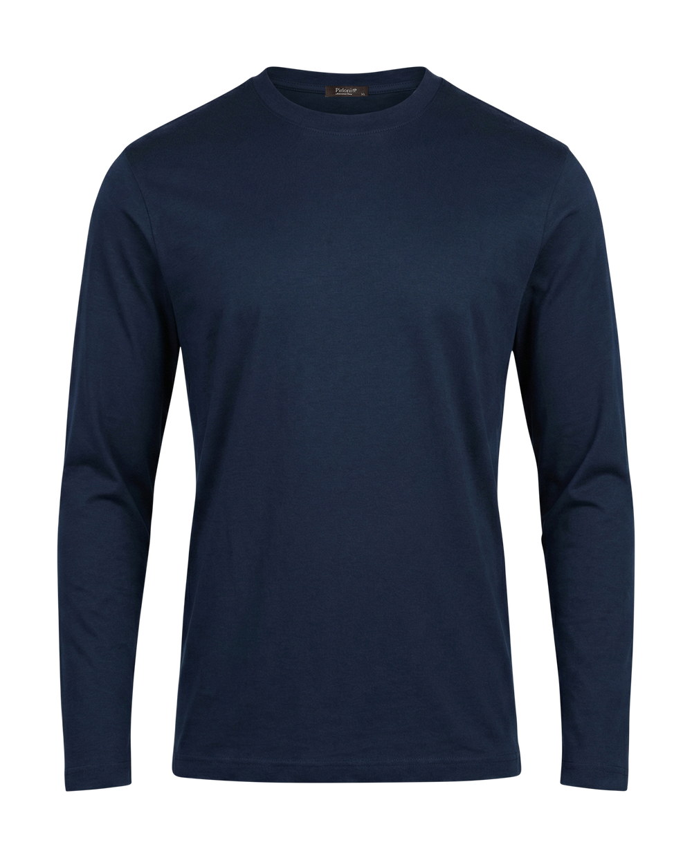 Navy blue long-sleeve shirt on a white background