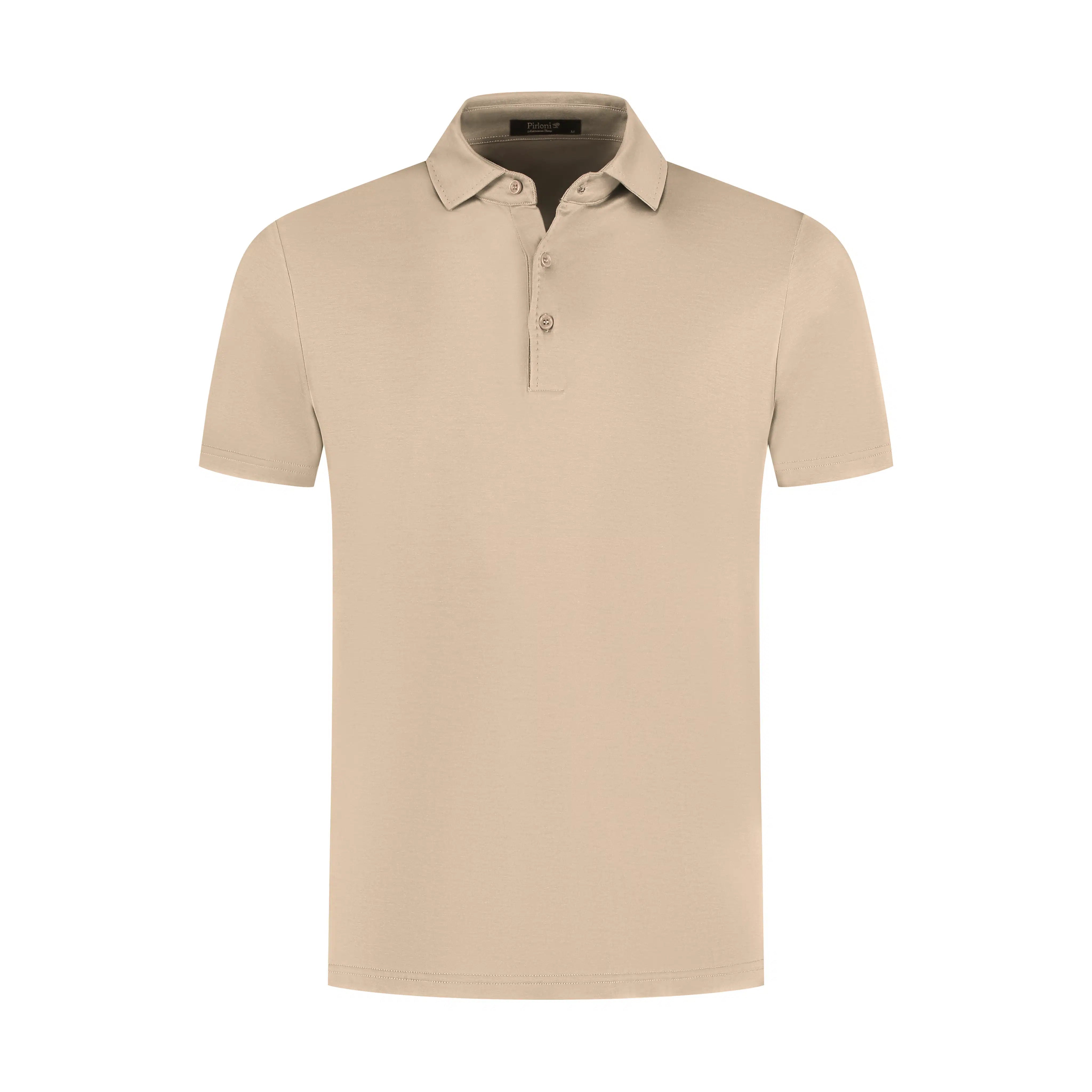 Beige polo shirt on a white background