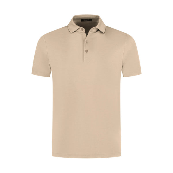 Beige polo shirt on a white background