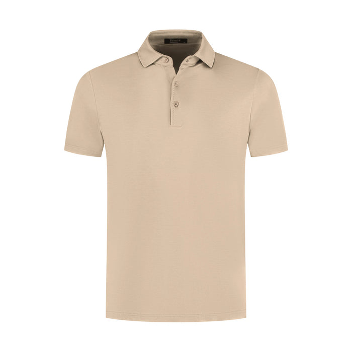 Beige polo shirt on a white background