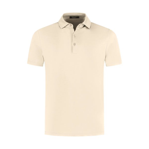 Beige polo shirt on a white background