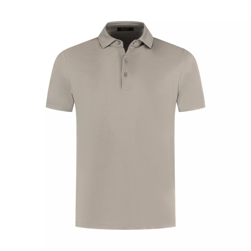 Beige polo shirt on a white background