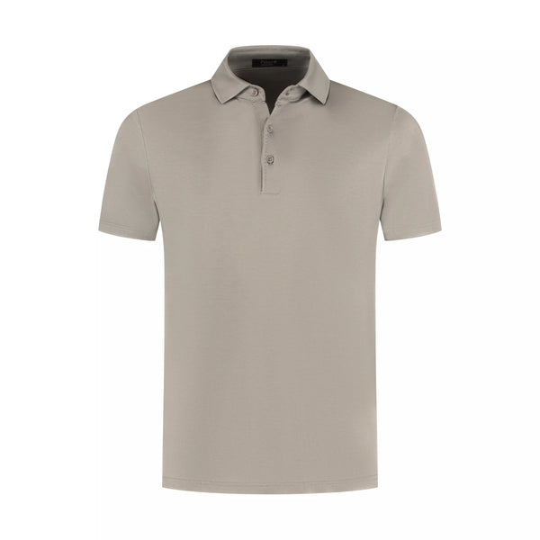 Beige polo shirt on a white background
