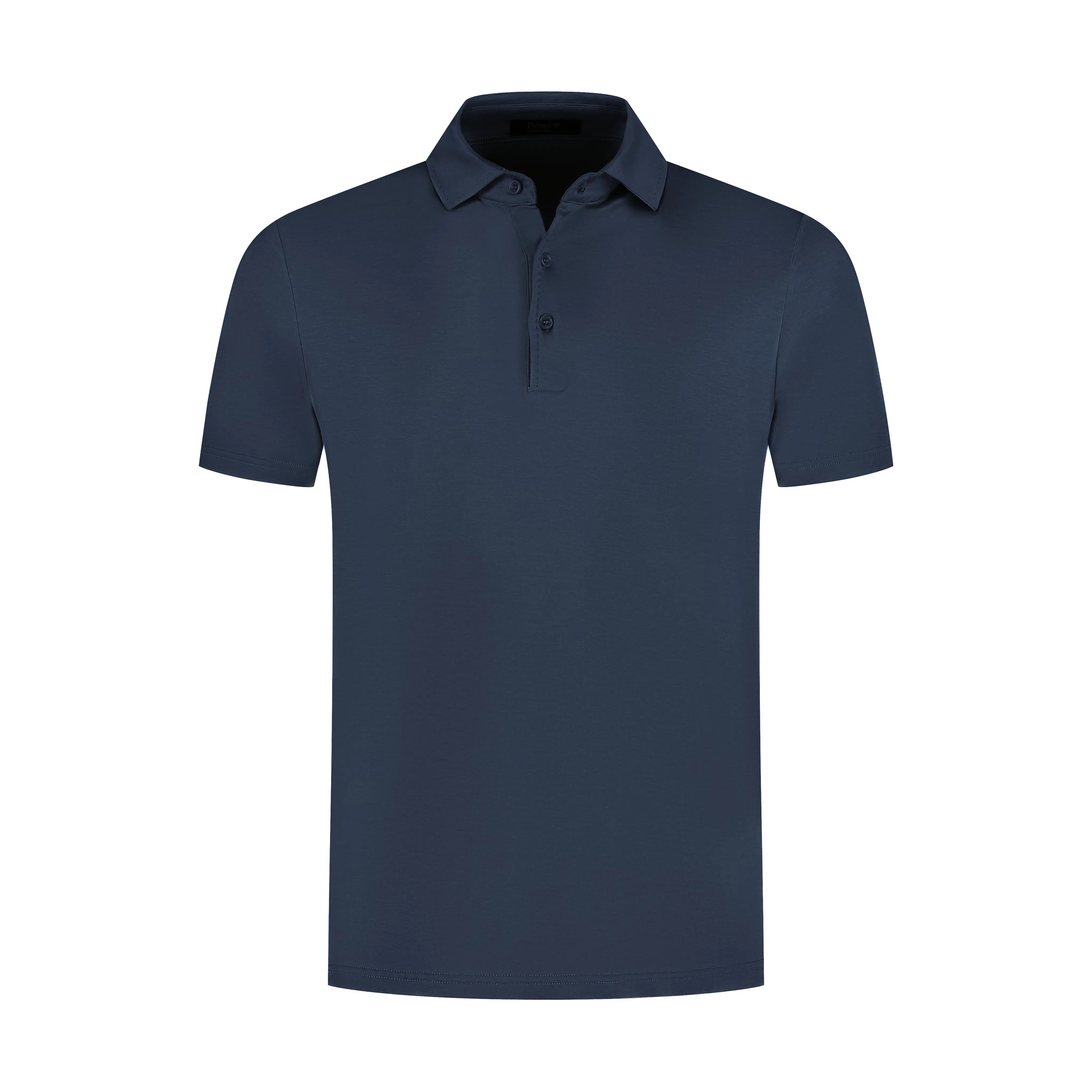 Navy blue polo shirt on a white background
