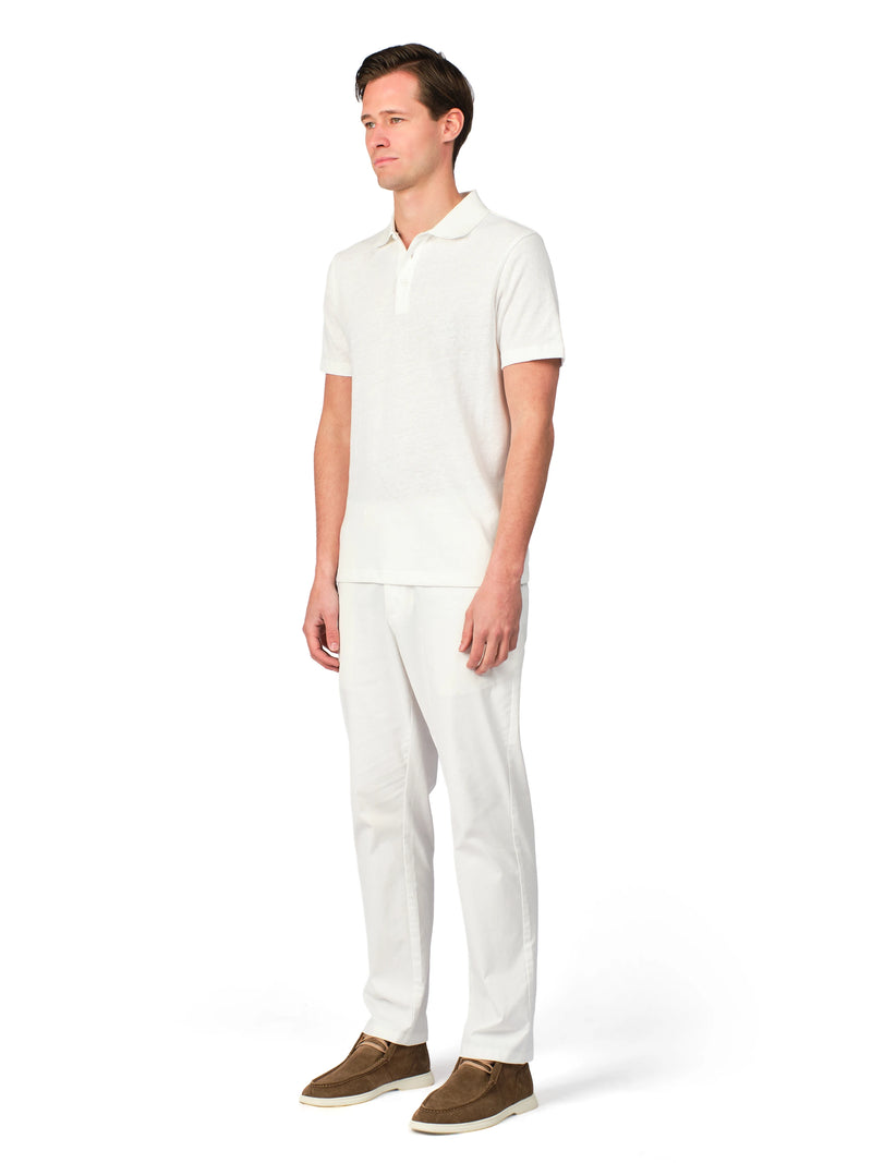 Ivory men's linen polo shirt with premium casual style, lightweight breathable summer wear
