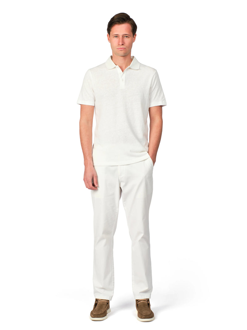 Ivory men's linen polo shirt with classic fit, breathable lightweight casual summer wear
