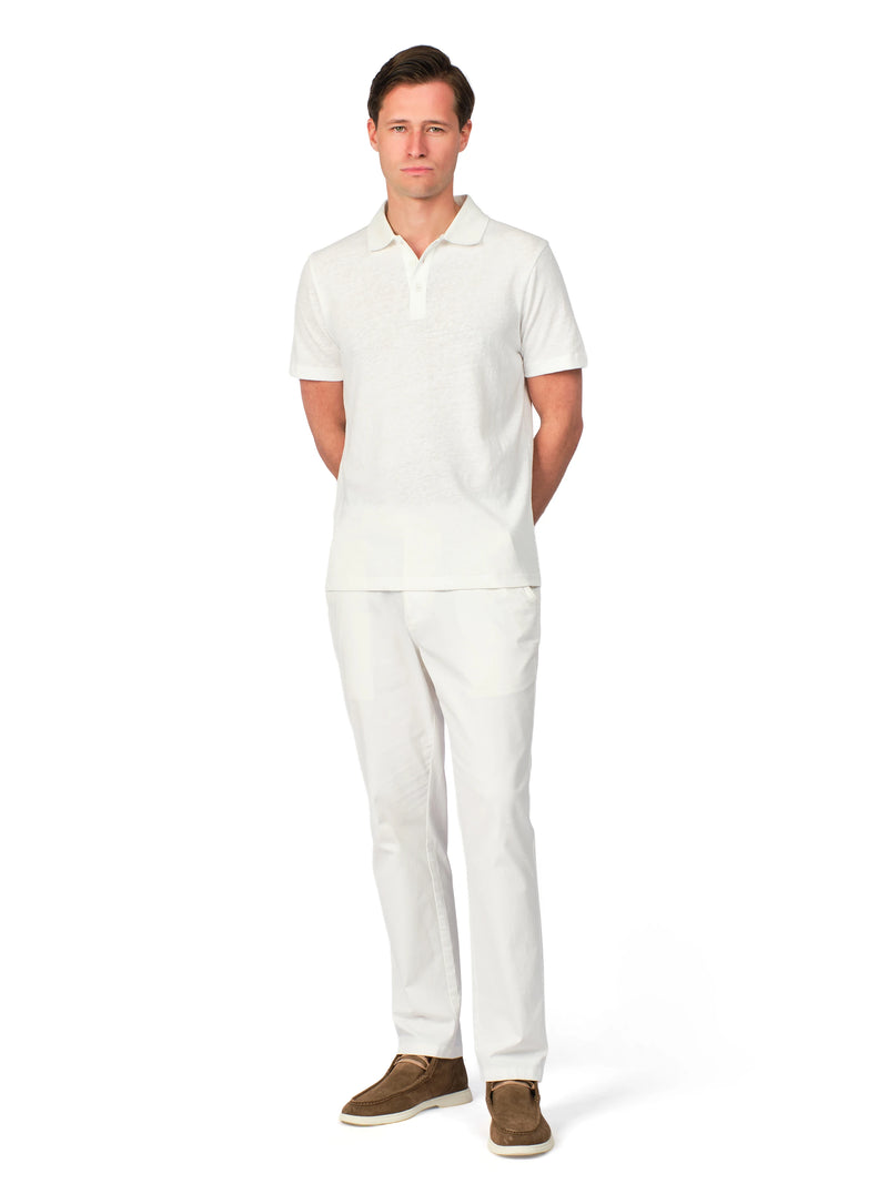 Ivory men's linen polo shirt with stylish relaxed fit, breathable lightweight summer wear
