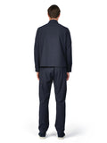Man wearing a navy blue suit on a white background