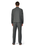 Man wearing a gray suit on a white background