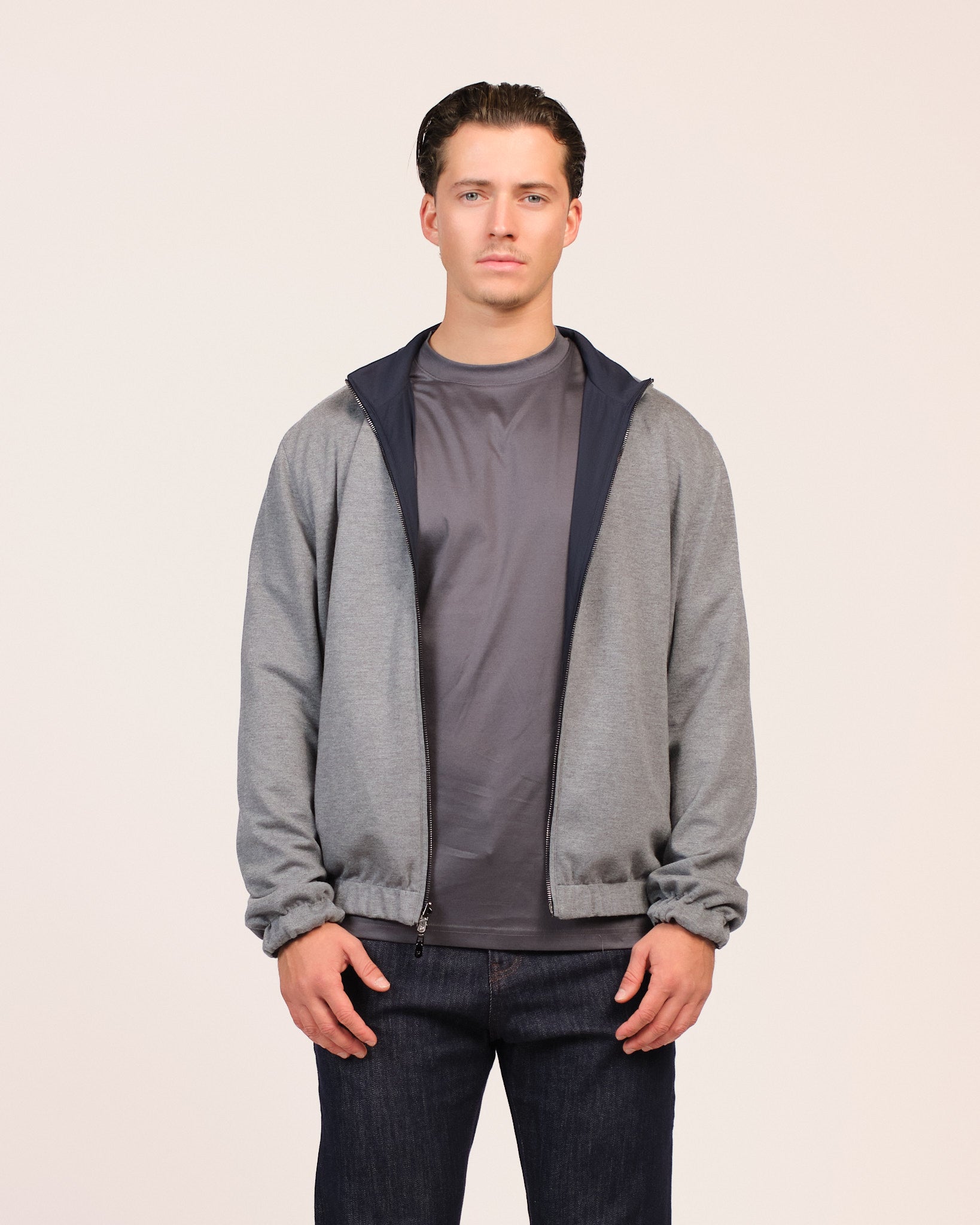 Reversible Wool City Jacket Navy Grey
