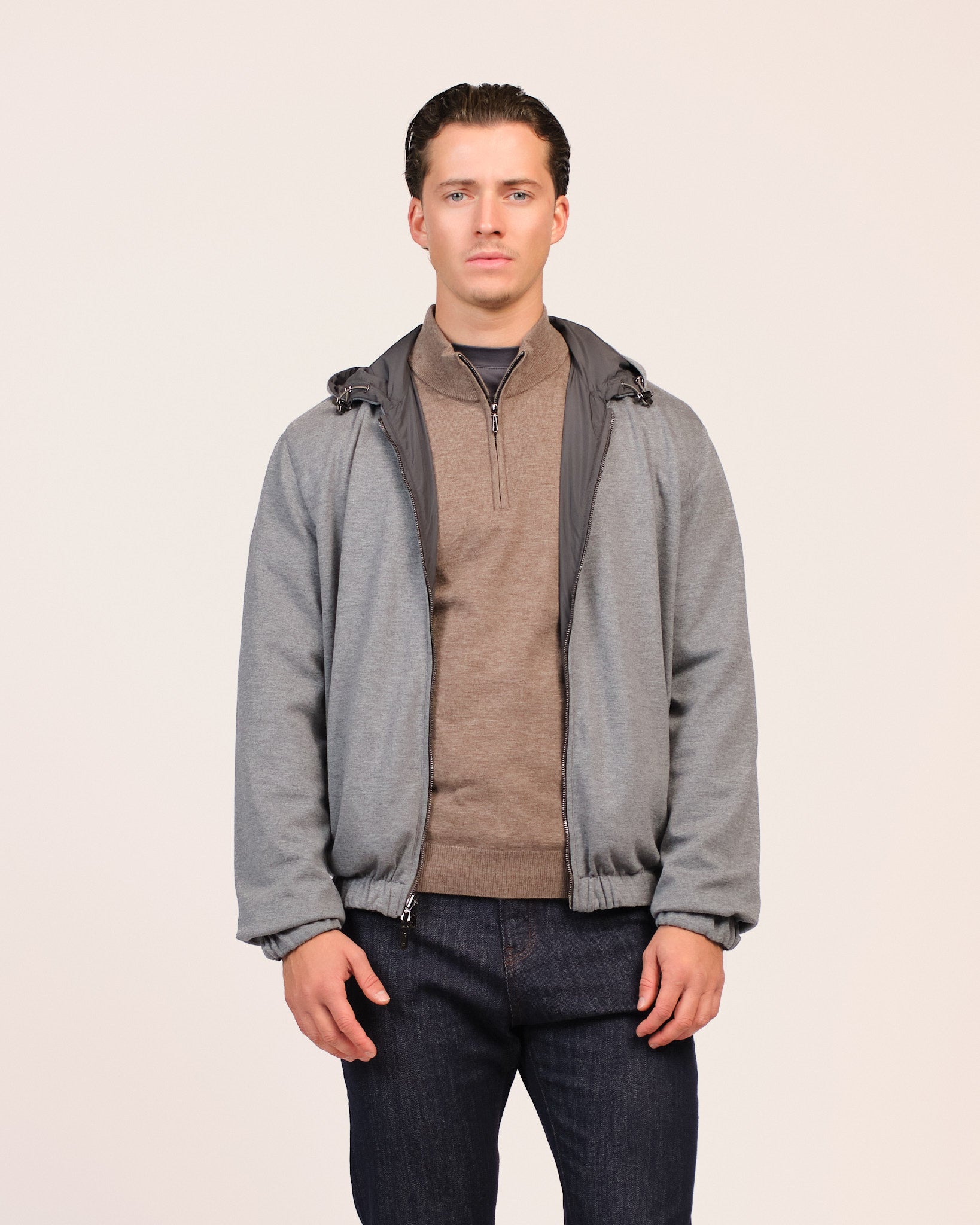 Reversible Hooded Wool City Jacket Grey Light Grey