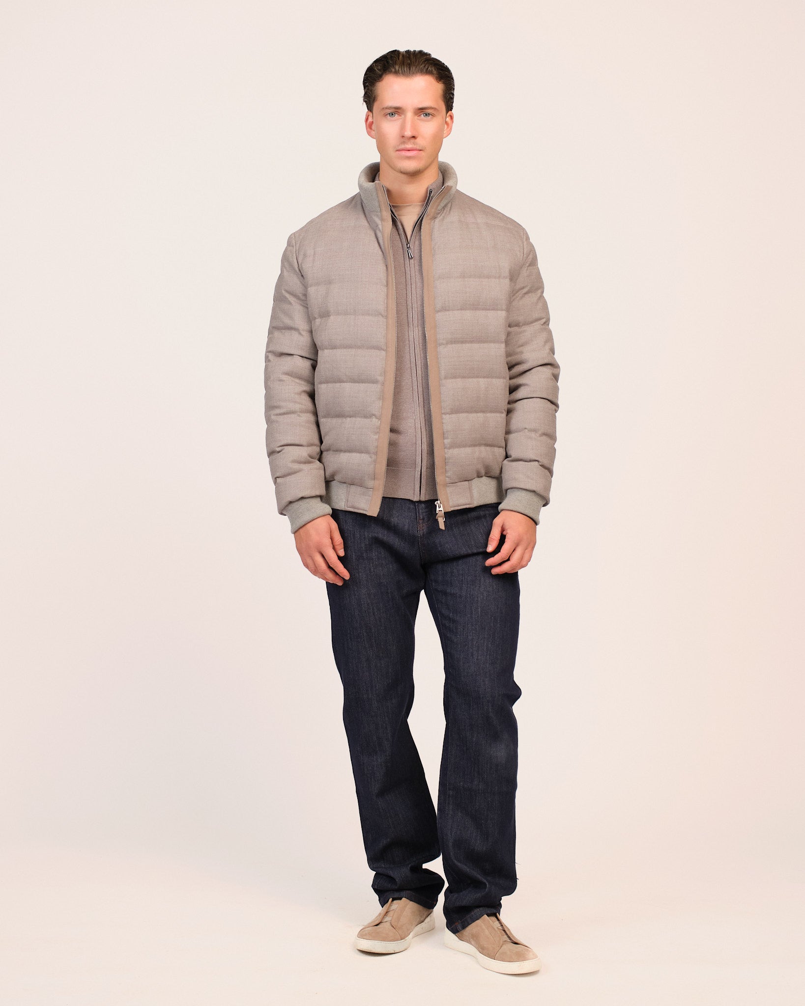 The Wool Textured Down Jacket Earth Beige