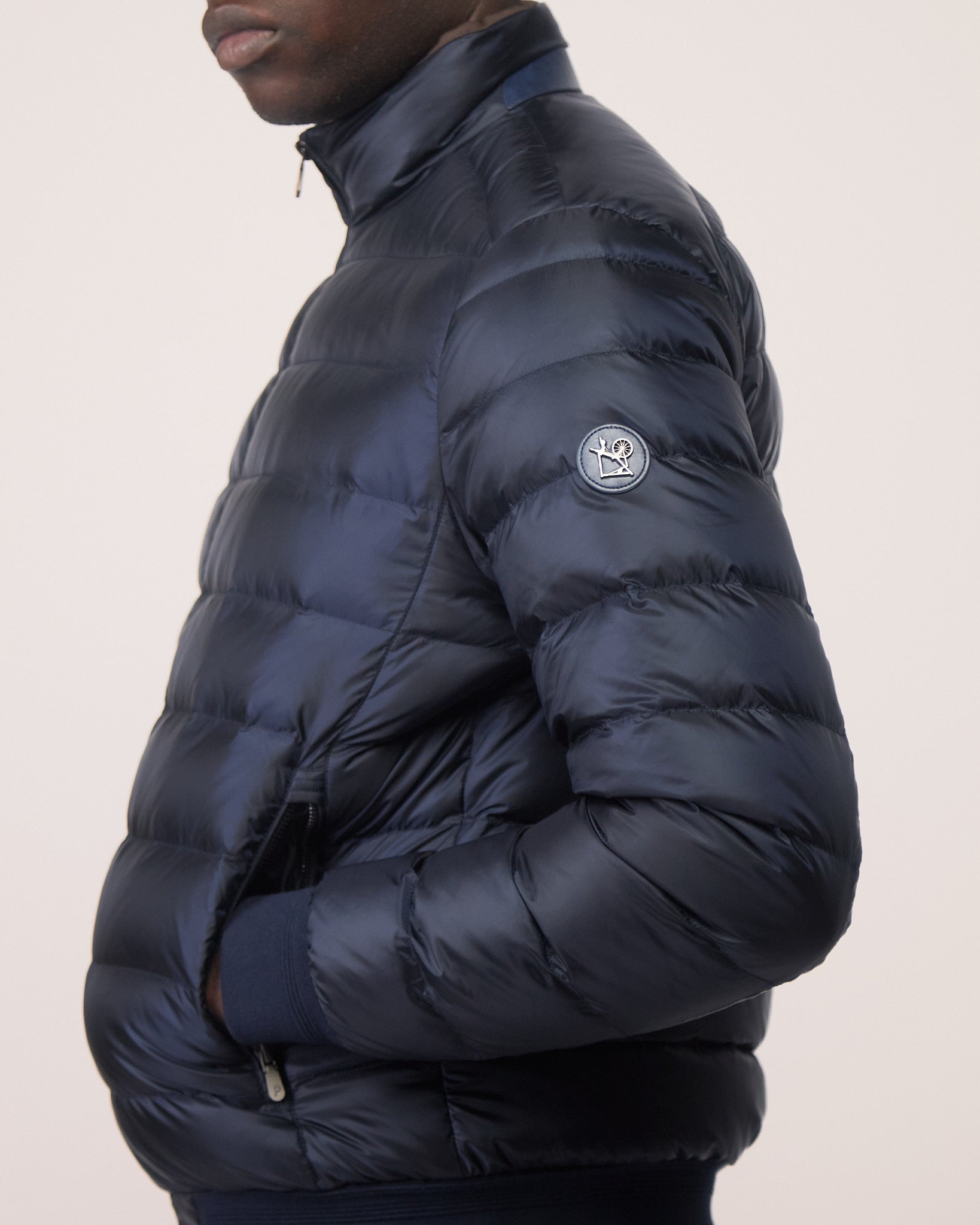 Two Tone Down Jacket Navy Brown