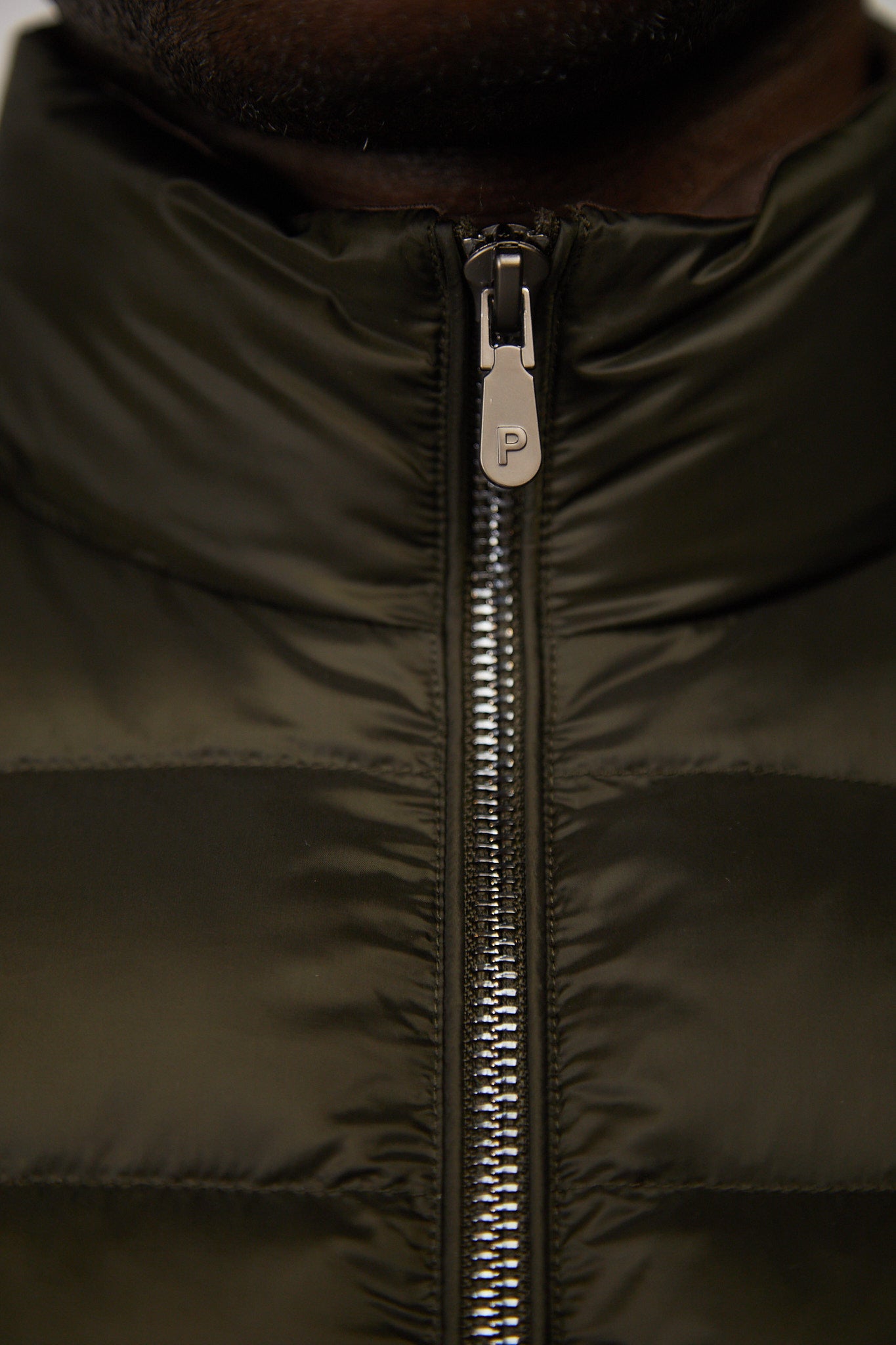 Two Tone Down Jacket Green Brown