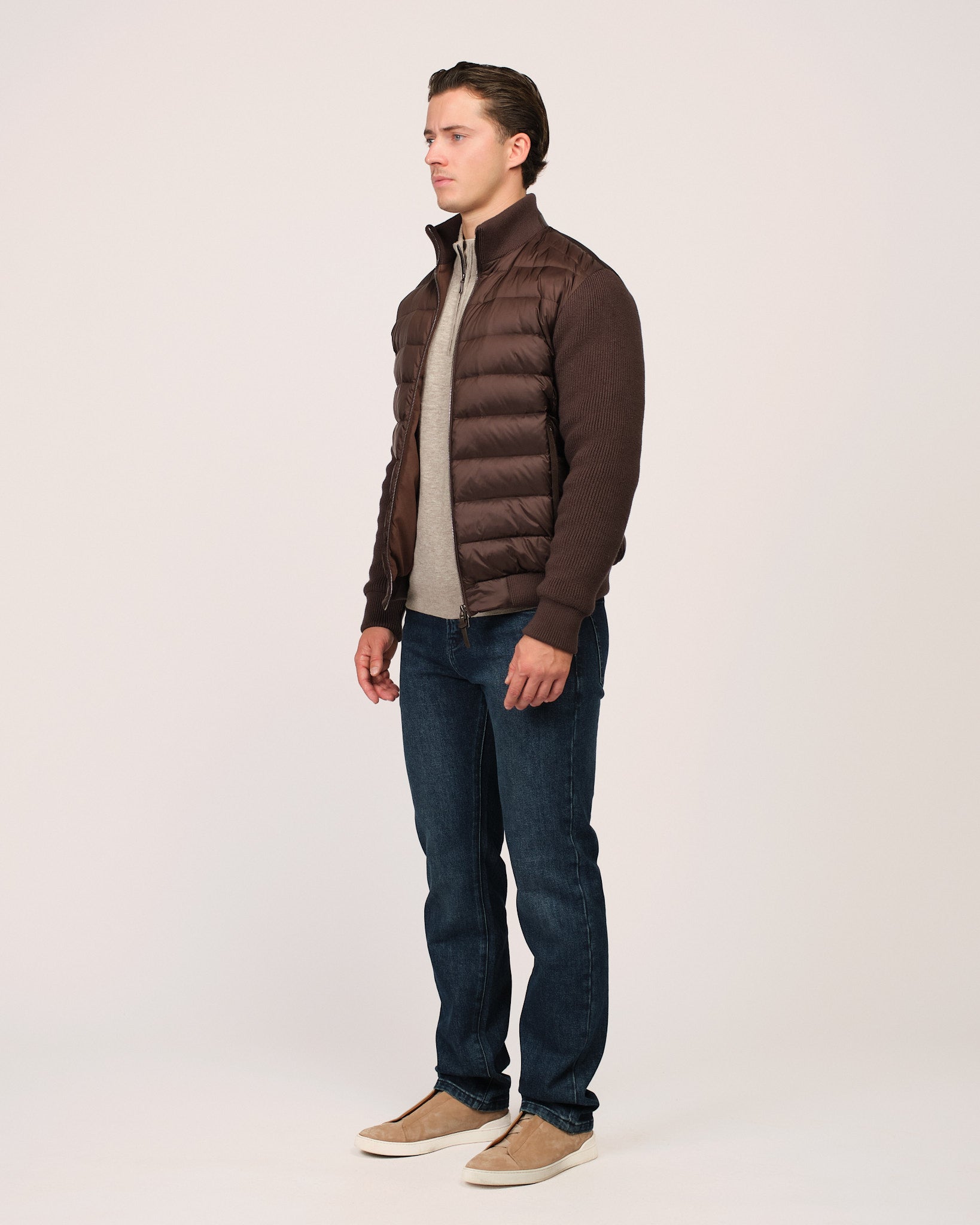 The Knit Sleeve Down Jacket Brown
