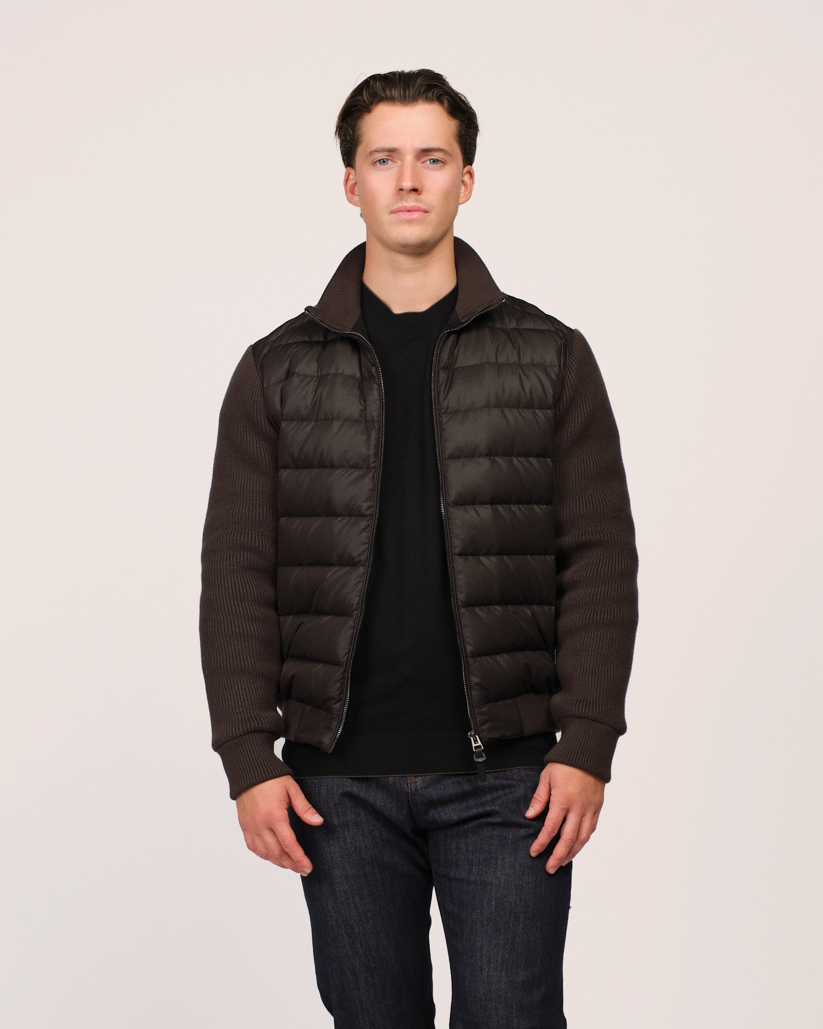 The Knit Sleeve Down Jacket Anthracite