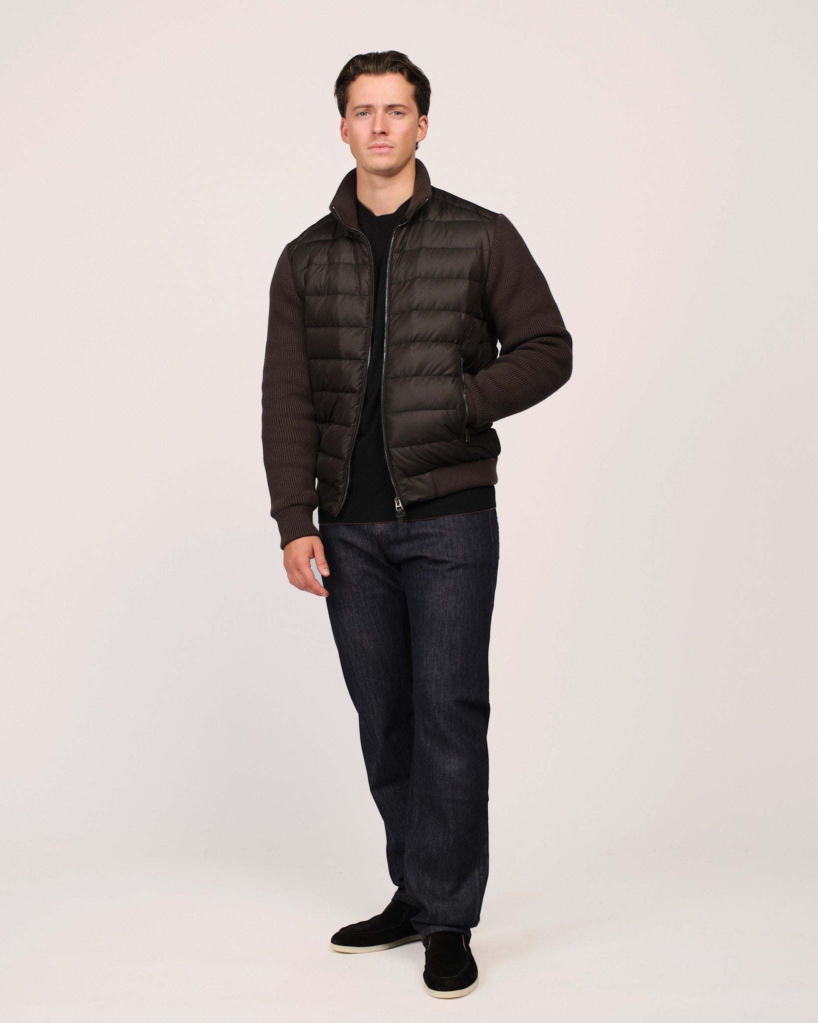 The Knit Sleeve Down Jacket Anthracite