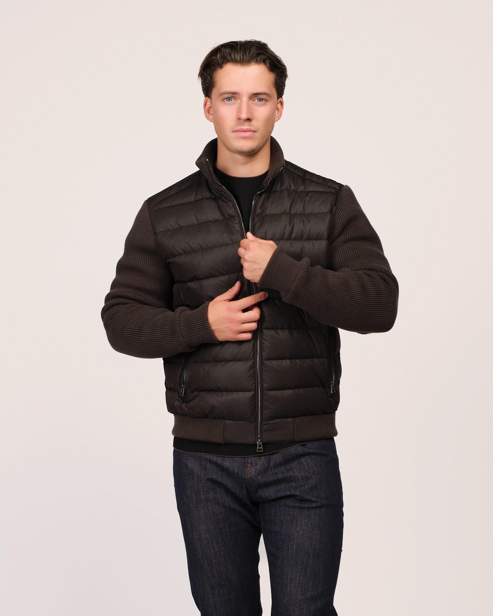The Knit Sleeve Down Jacket Anthracite