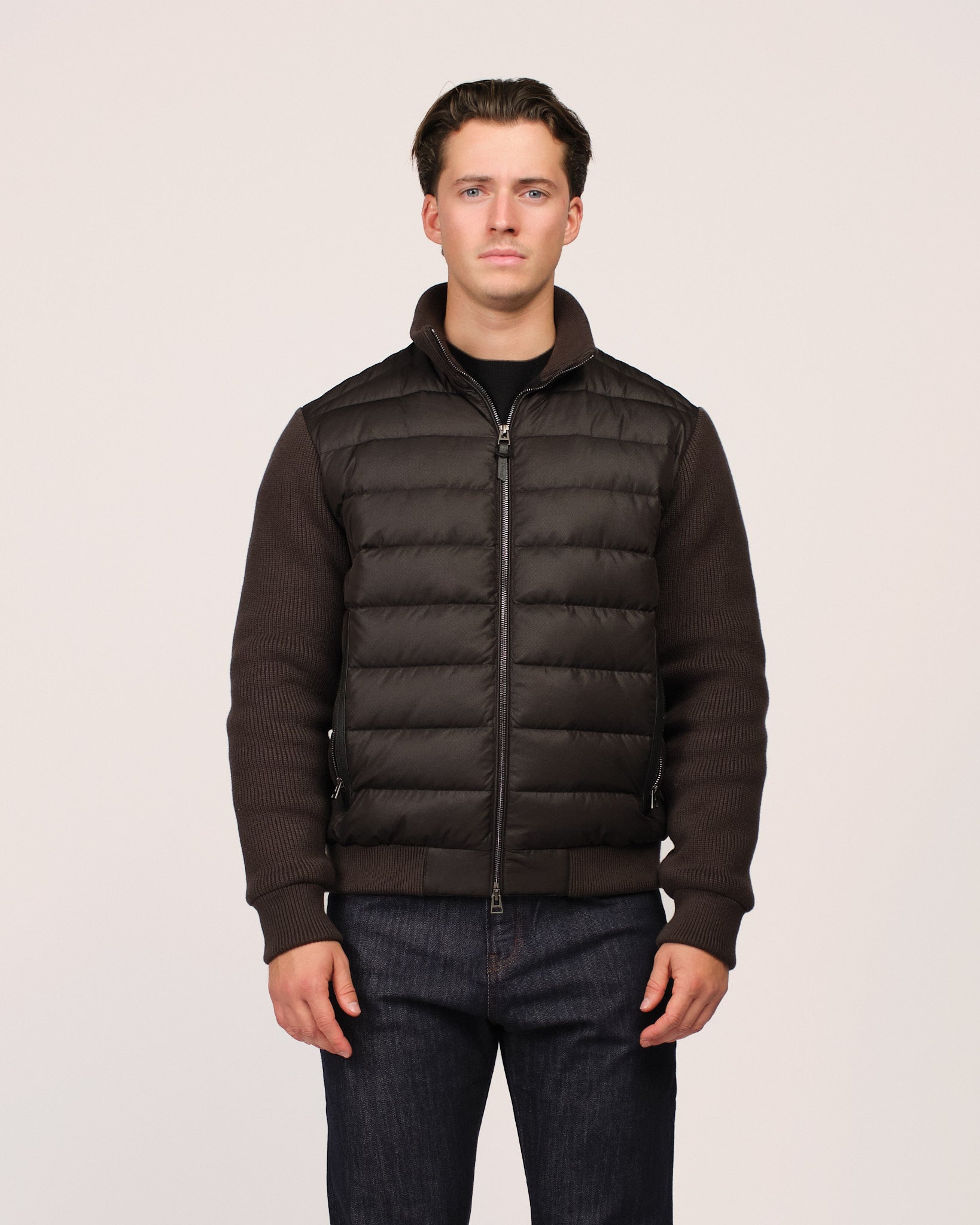 The Knit Sleeve Down Jacket Anthracite