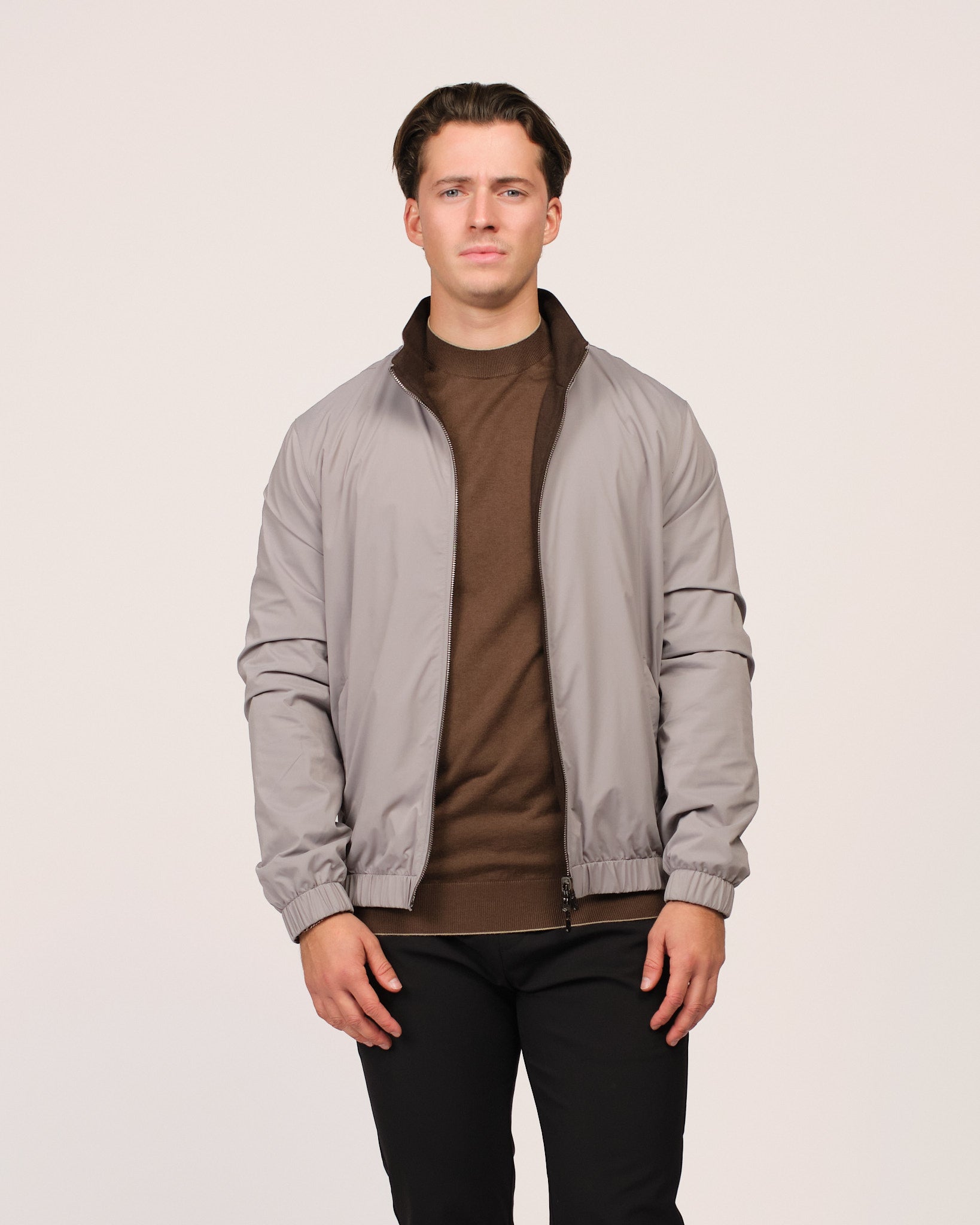 Reversible Wool City Jacket Grey Brown
