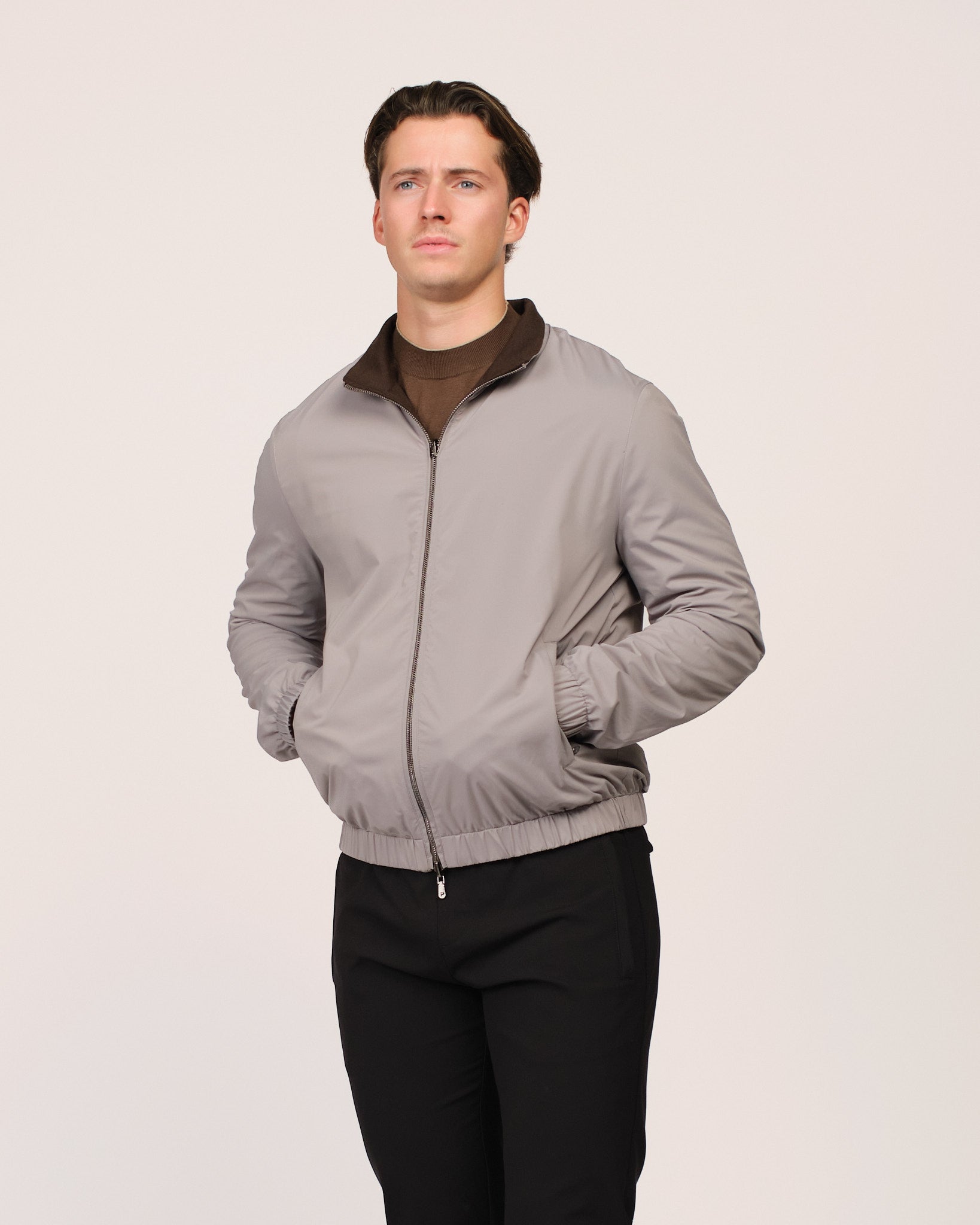 Reversible Wool City Jacket Grey Brown