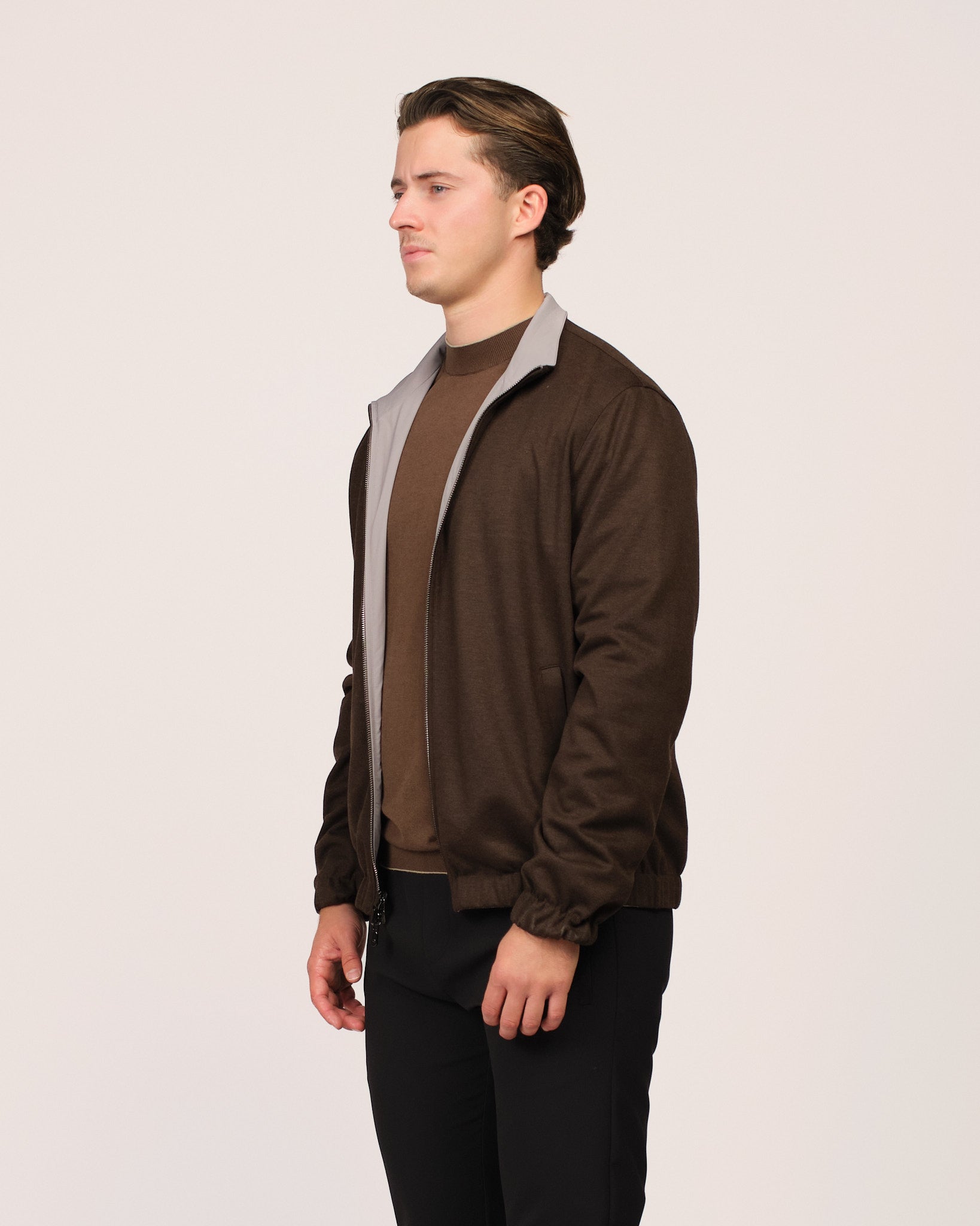 Reversible Wool City Jacket Grey Brown