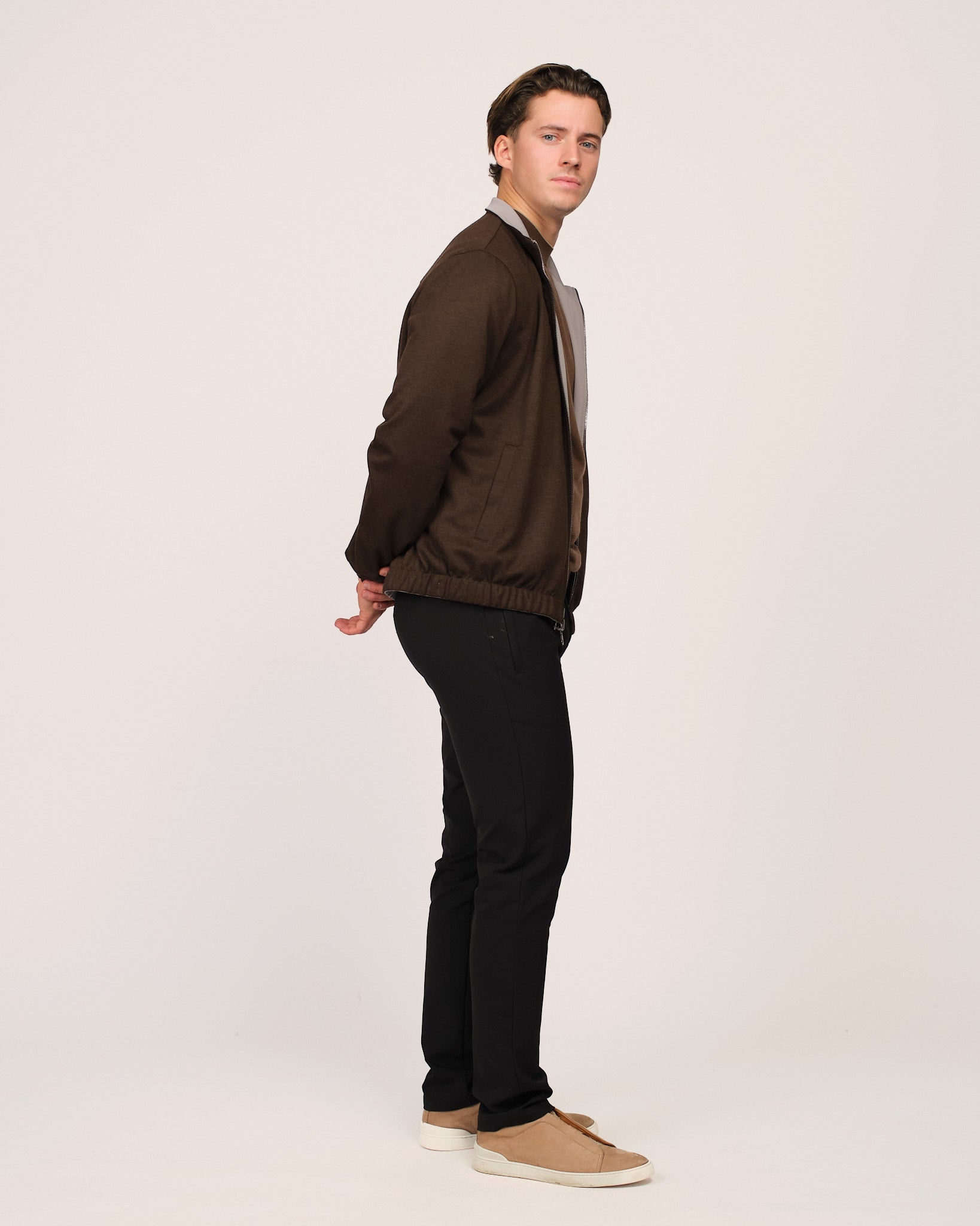 Reversible Wool City Jacket Grey Brown