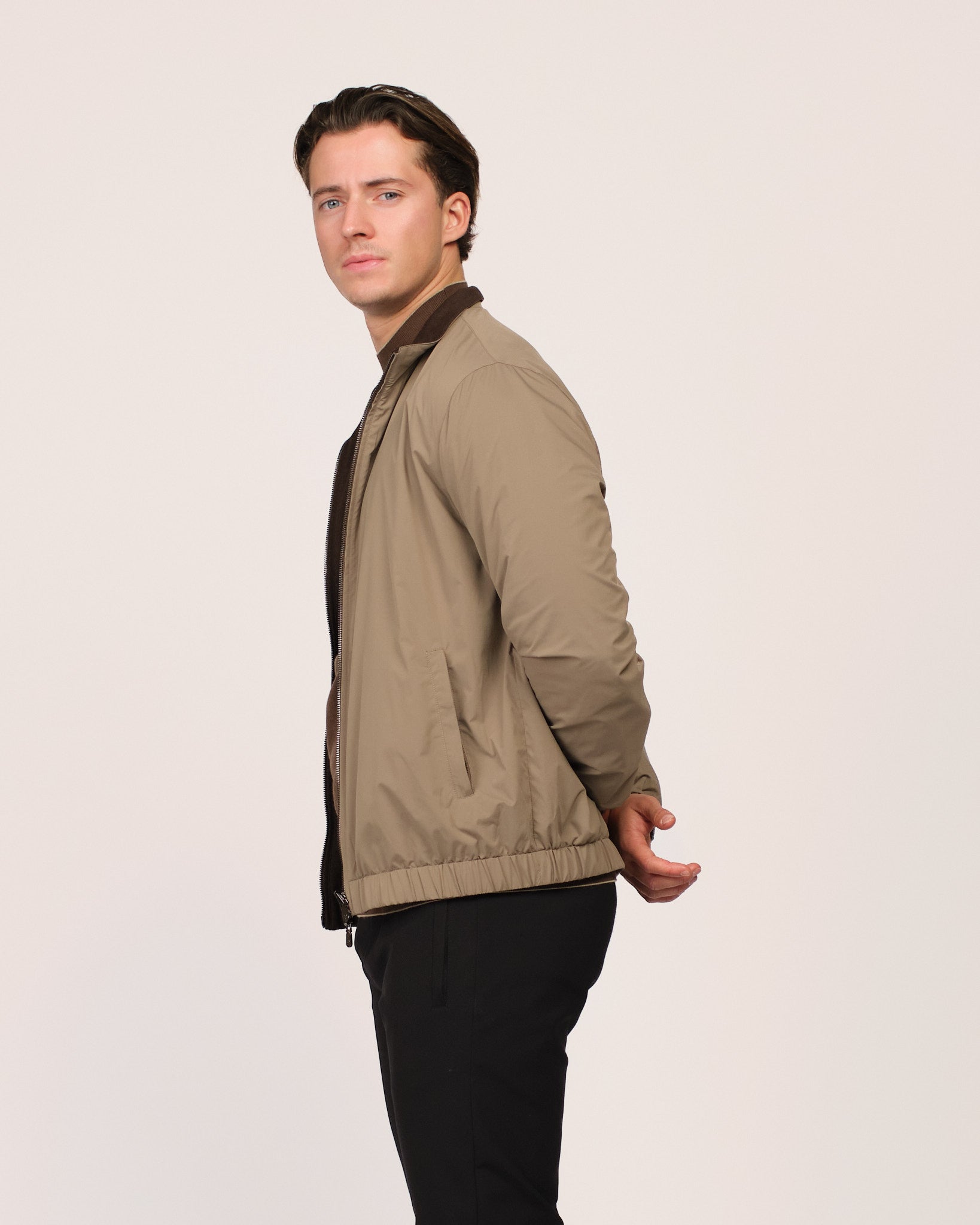 Reversible Wool City Jacket Brown Beige