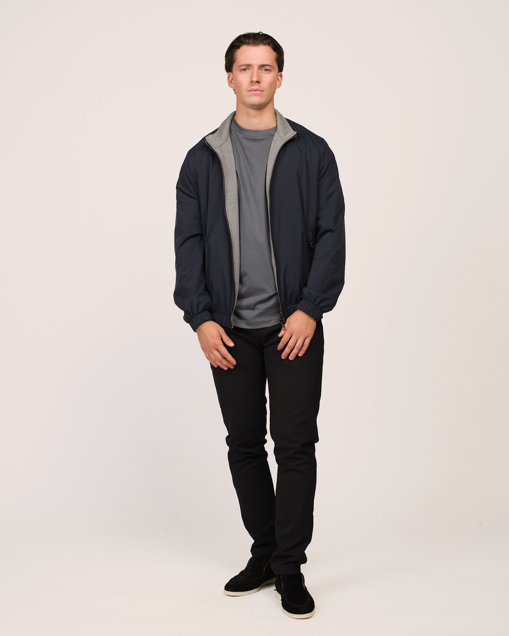 Reversible Wool City Jacket Navy Grey